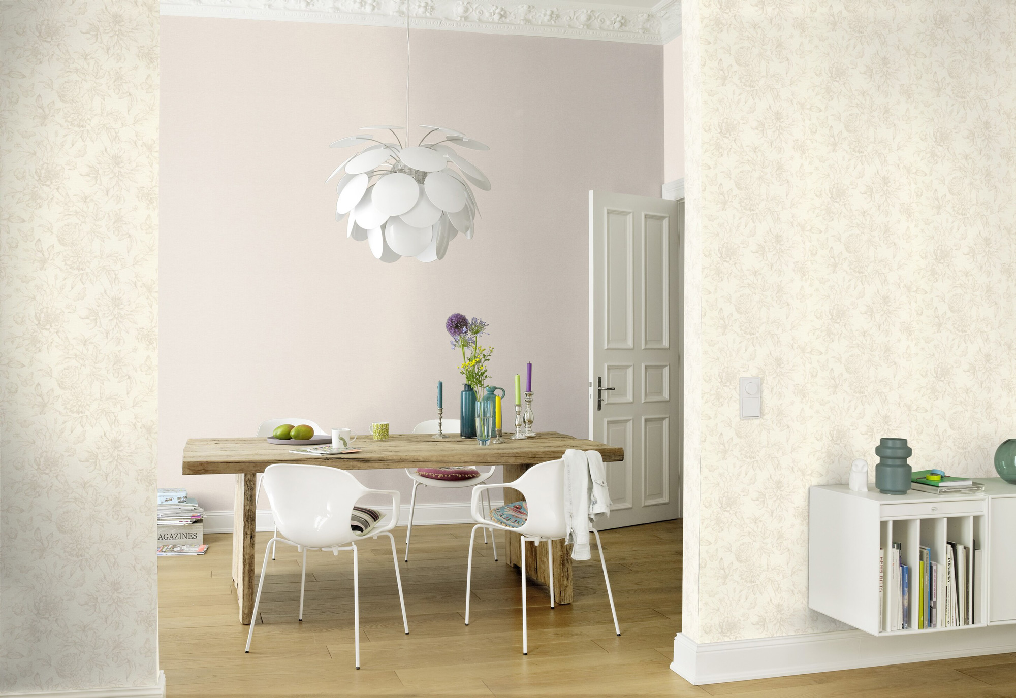 Rasch Vliestapete Peonies Weiß Blumen 793932