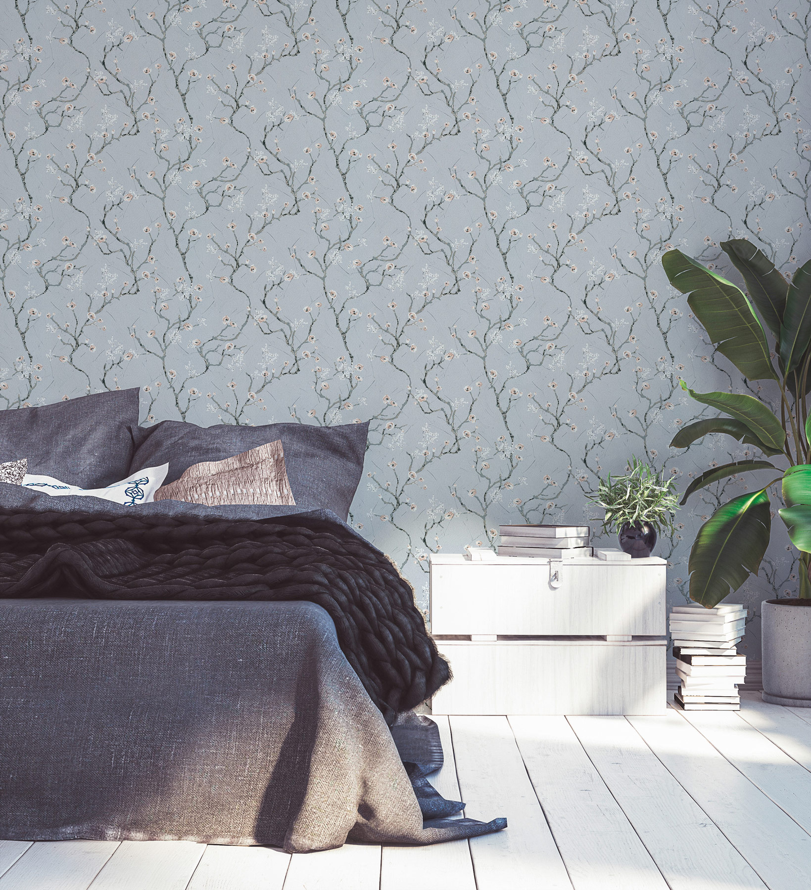 AS Vliestapete PintWalls Florale Tapete Grau 387391