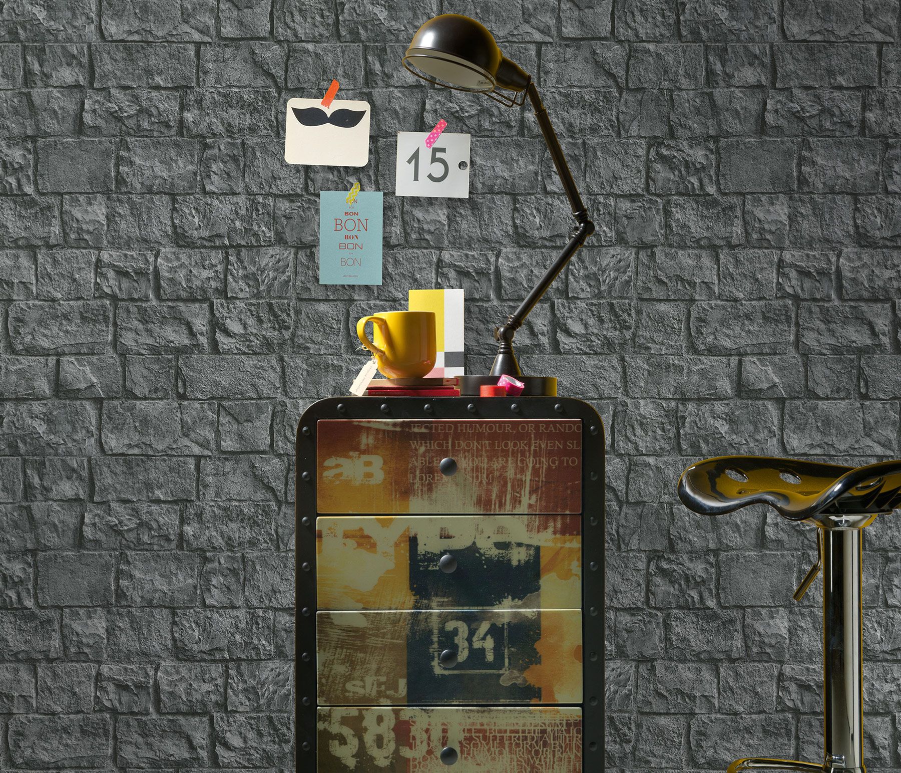 Erismann Vliestapete Steinoptik grau 1039410