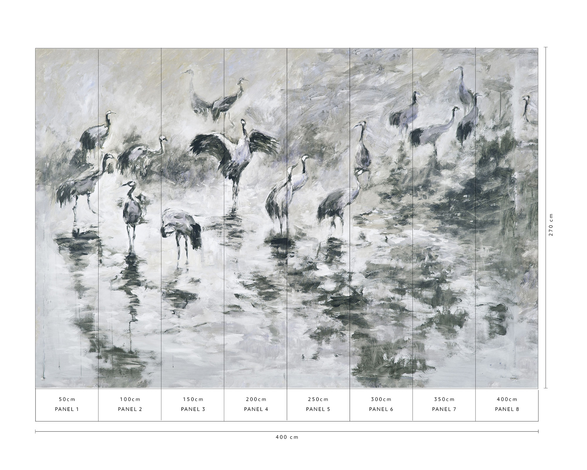 Erismann Fototapete GMK Art Edition Kraniche grau 222920