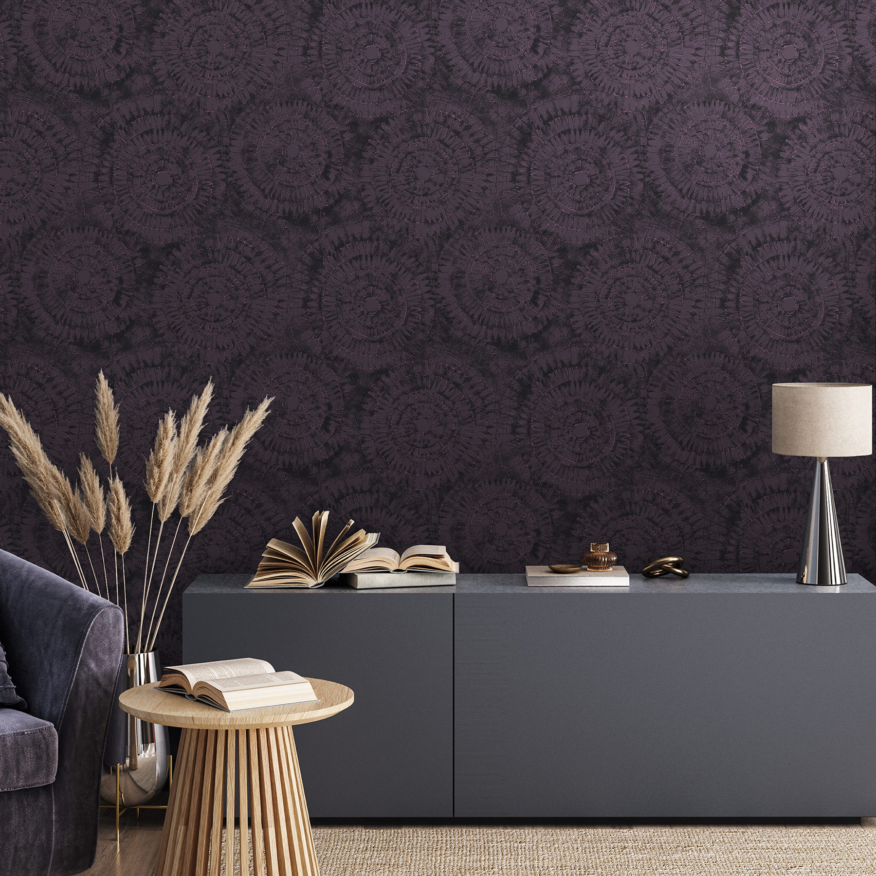 Hohenberger Vliestapete Chalk Notre Dame Aubergine 65571