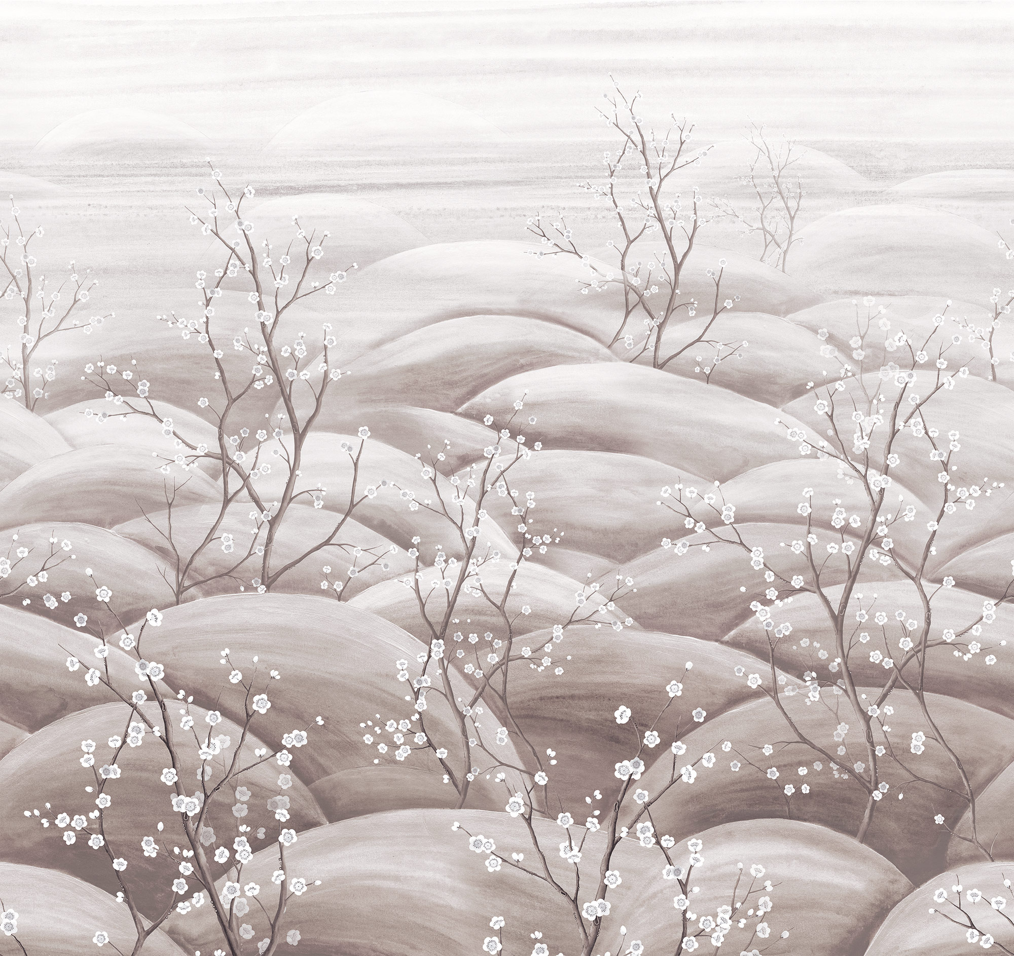 Masureel Fototapete Panel Traces Sakura Silver DGTRA5031260