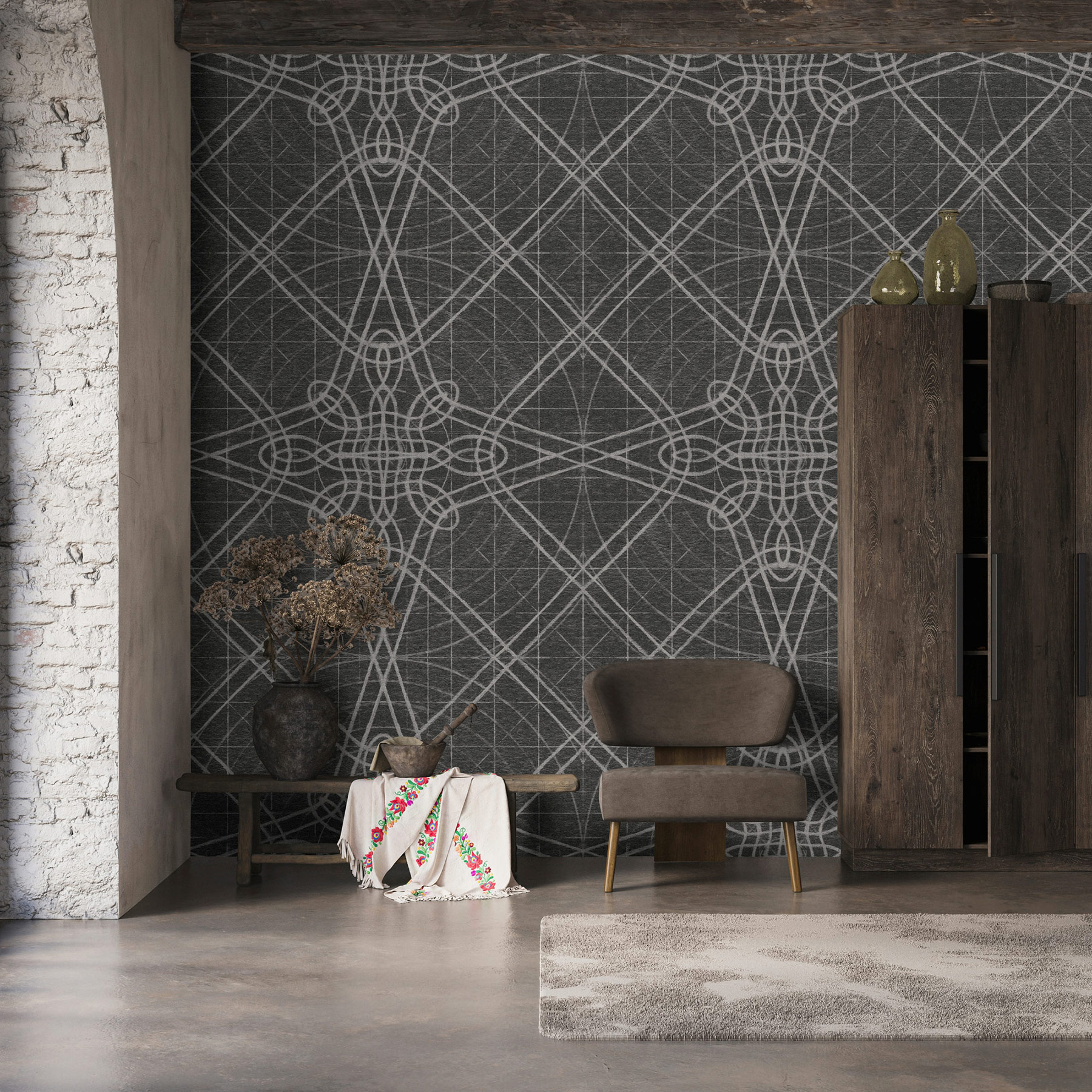 AS Fototapete Walls by Patel 5 Linien Anthrazit DD134453