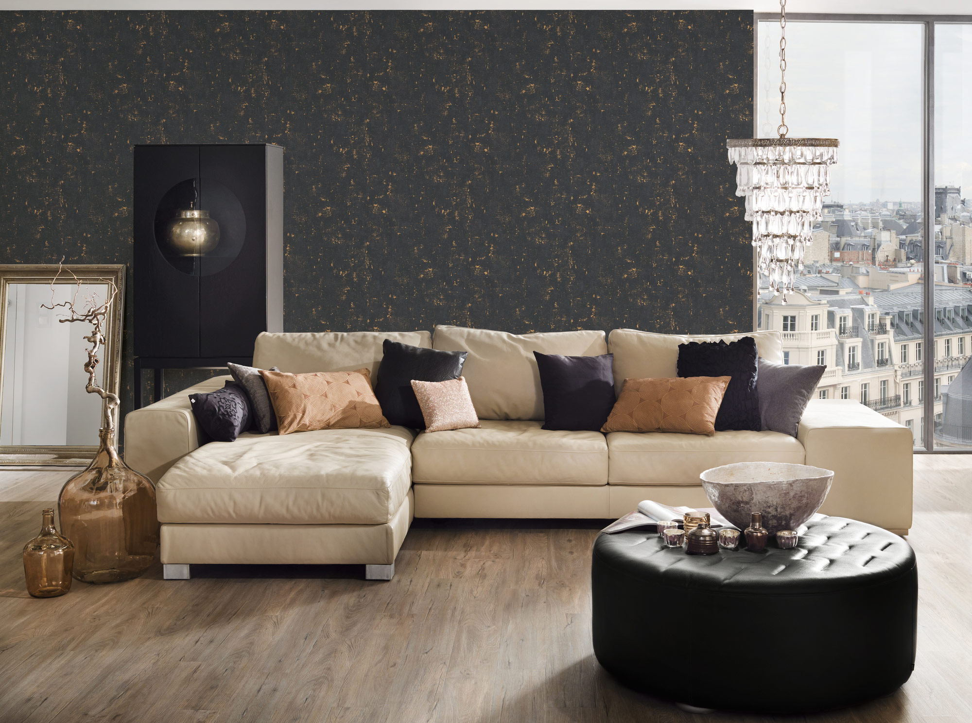 AS Vliestapete Blooming Vintage Used schwarz-gold 230782