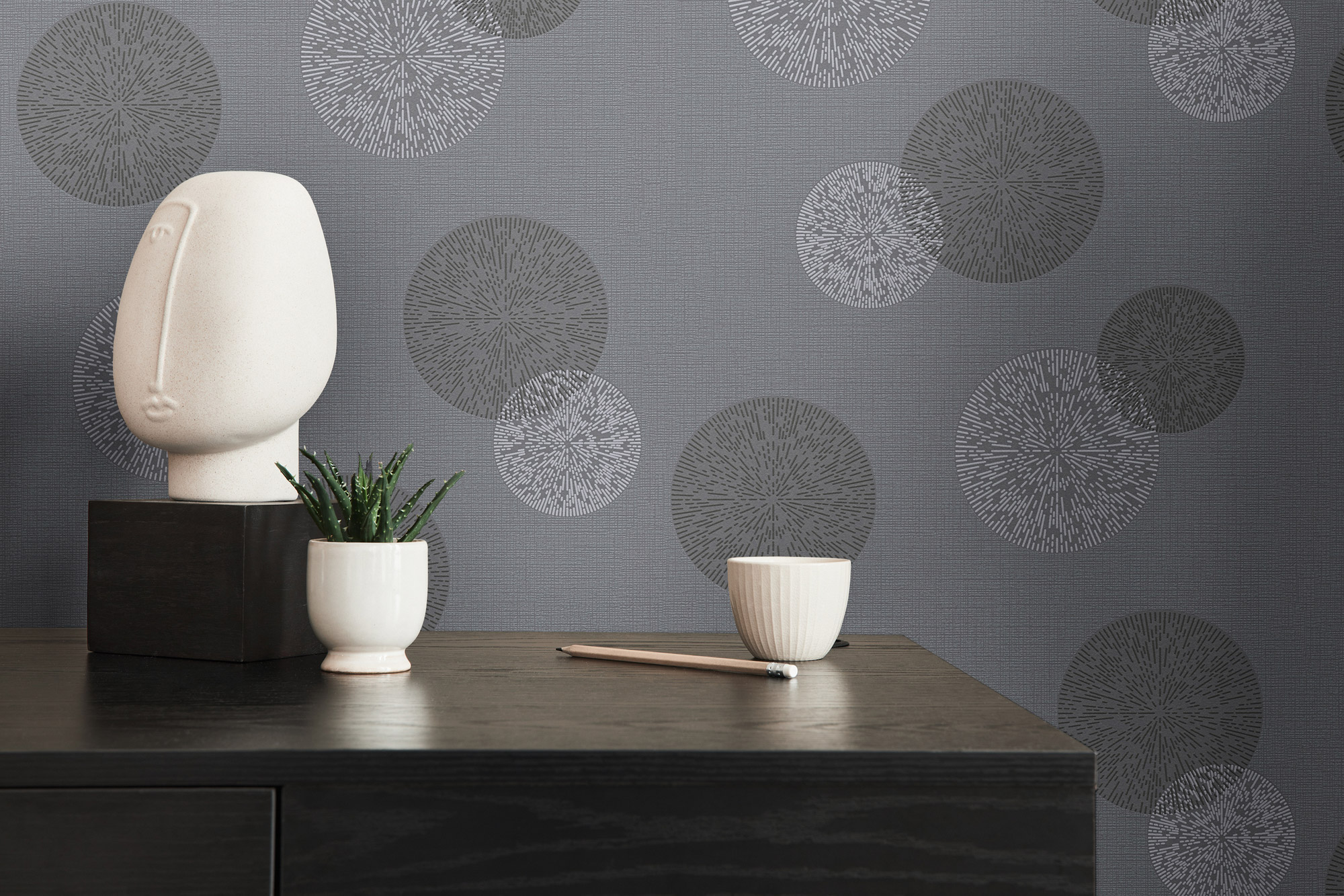 AS Vliestapete Casual Living Grau Kreise 347713