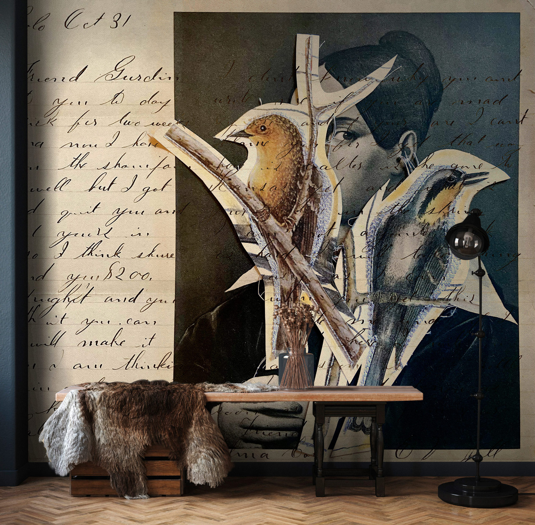 AS Fototapete Walls by Patel 5 Vögel Schwarz DD134363