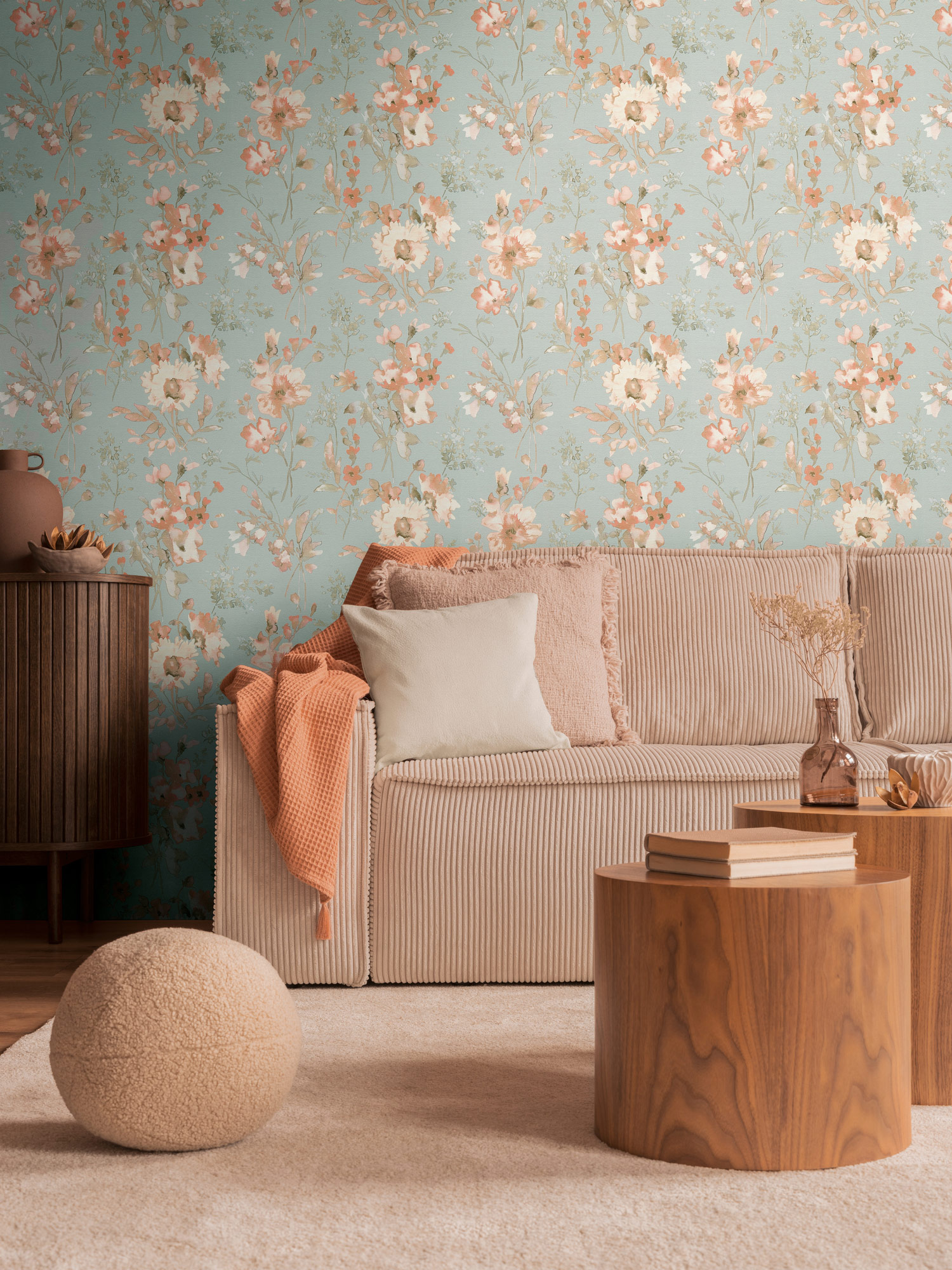 AS Vliestapete CosmoLiving Blumen Blau 790616