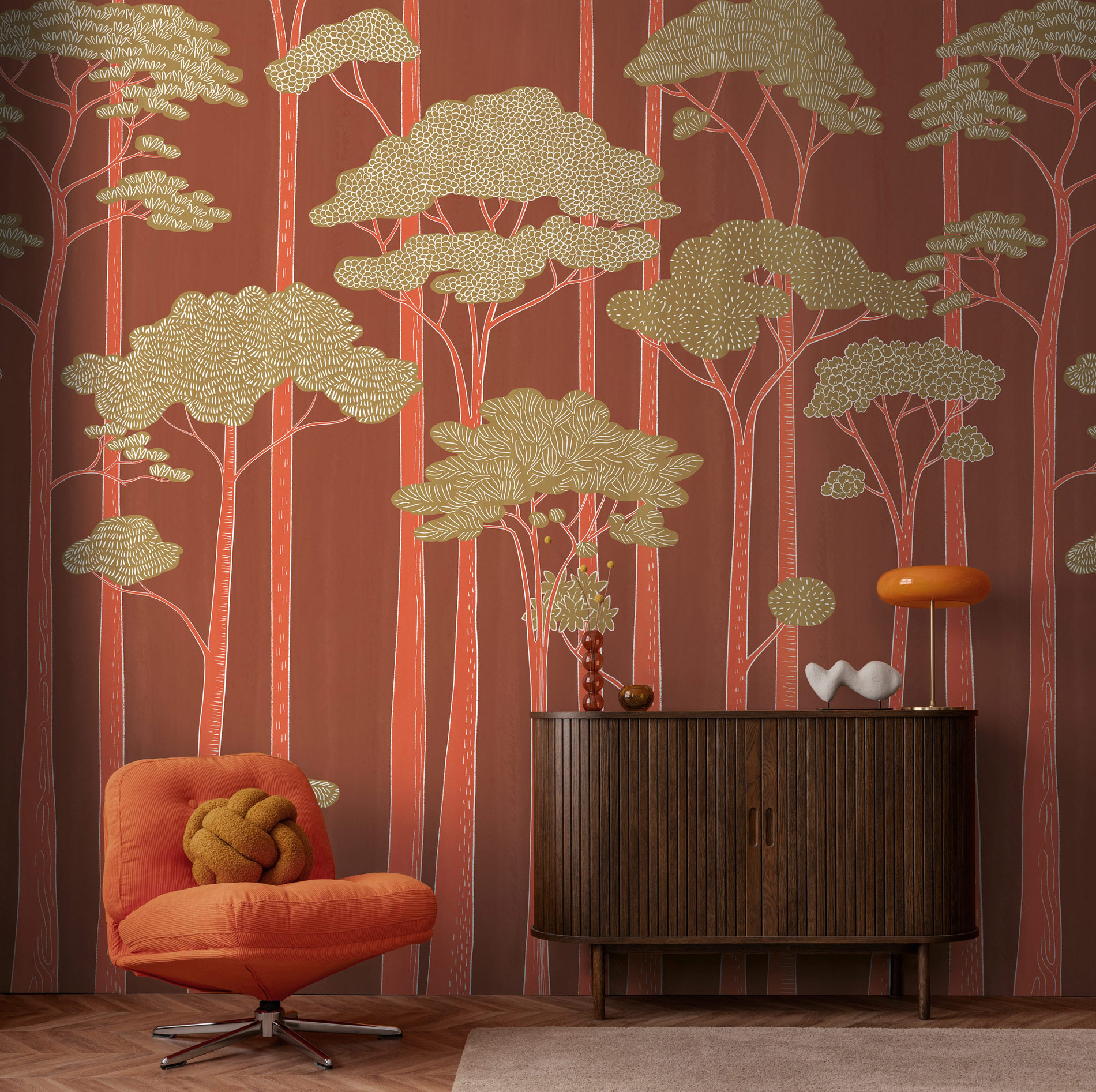 AS Fototapete The Wall 4 Wald Rot 792228