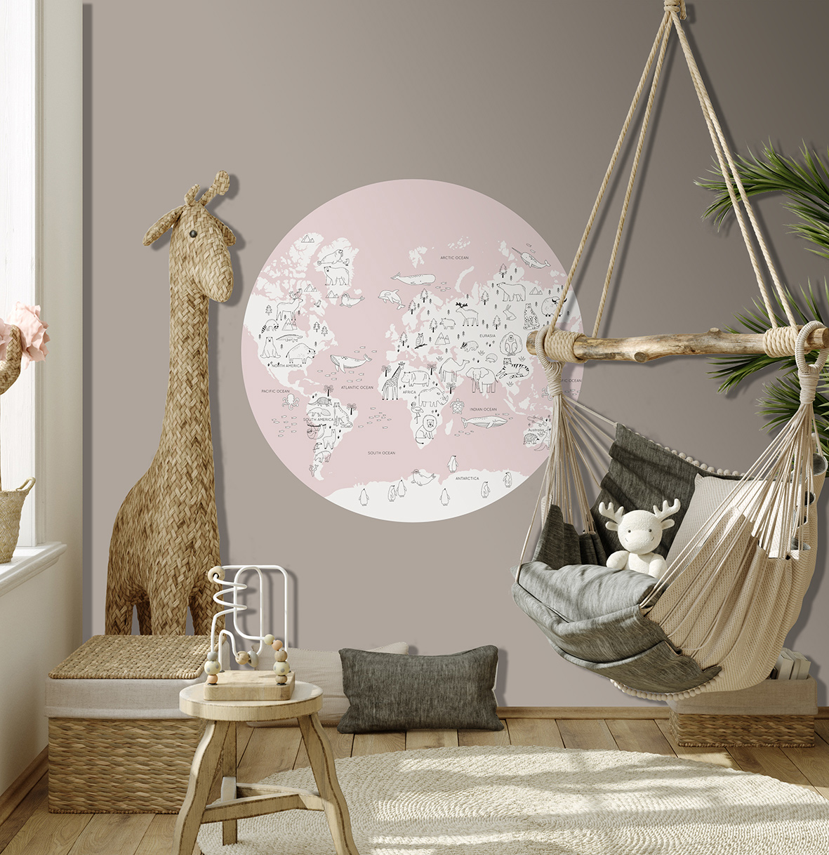 Thomas Fototapete Platin Formen  Weltkarte rosa