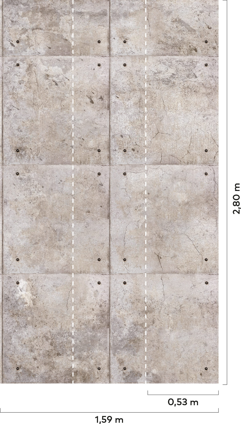 Grandeco Wandbild Eine Rolle ein Motiv Beton A34901