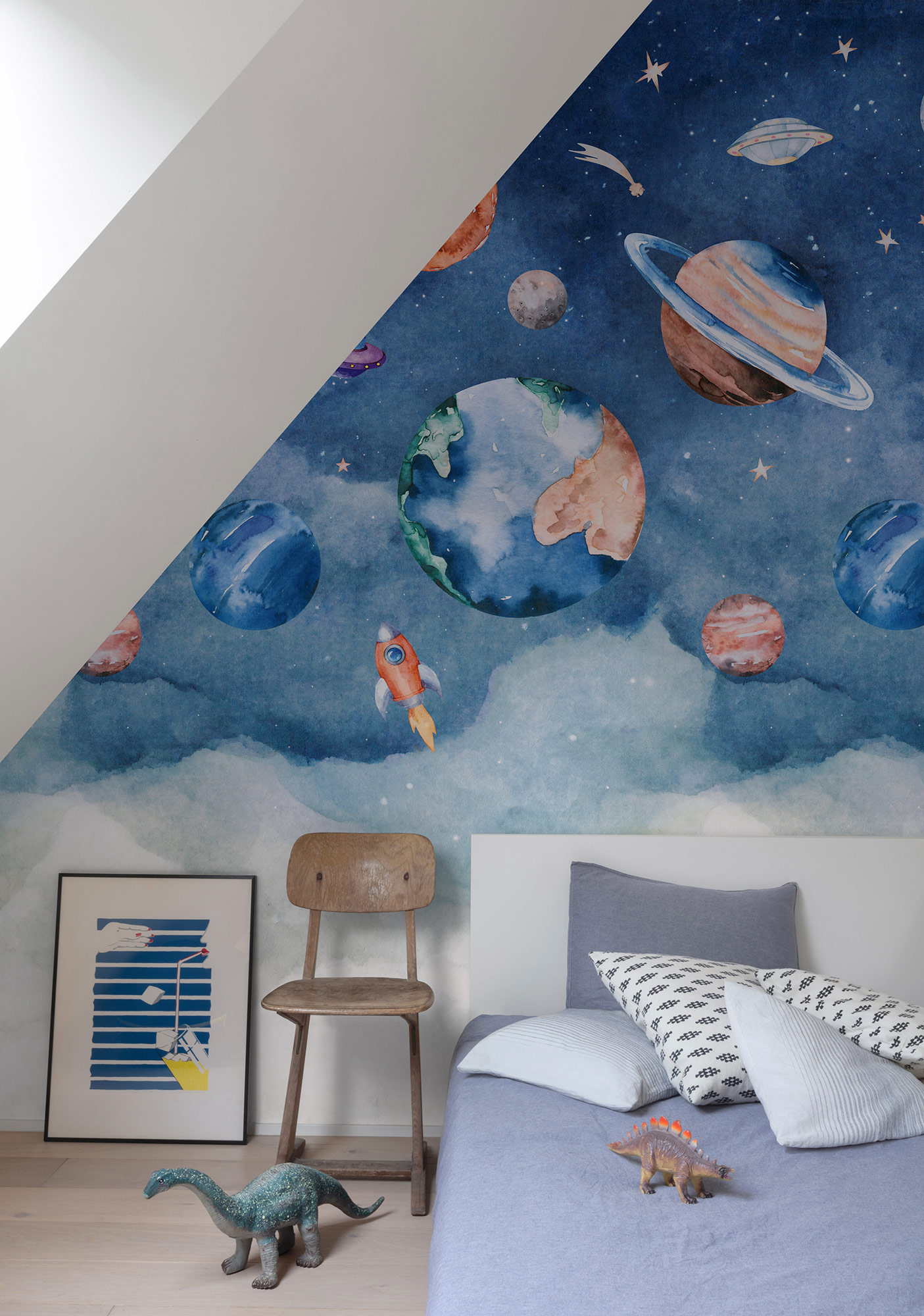 Grandeco Wandbild Eine Rolle ein Motiv 2 Planeten A77201