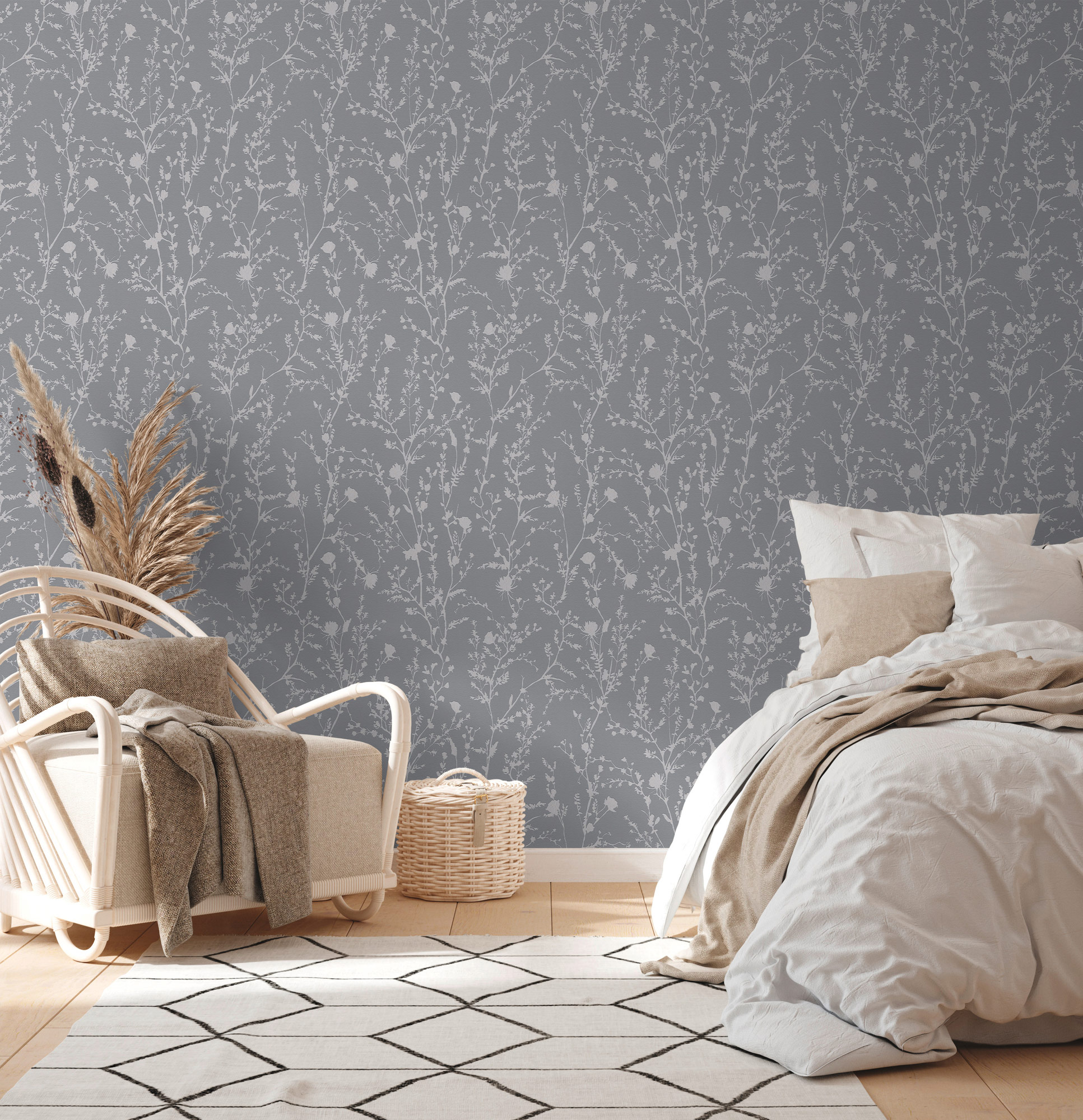 AS Vliestapete Casual Living Grau Floral 395463