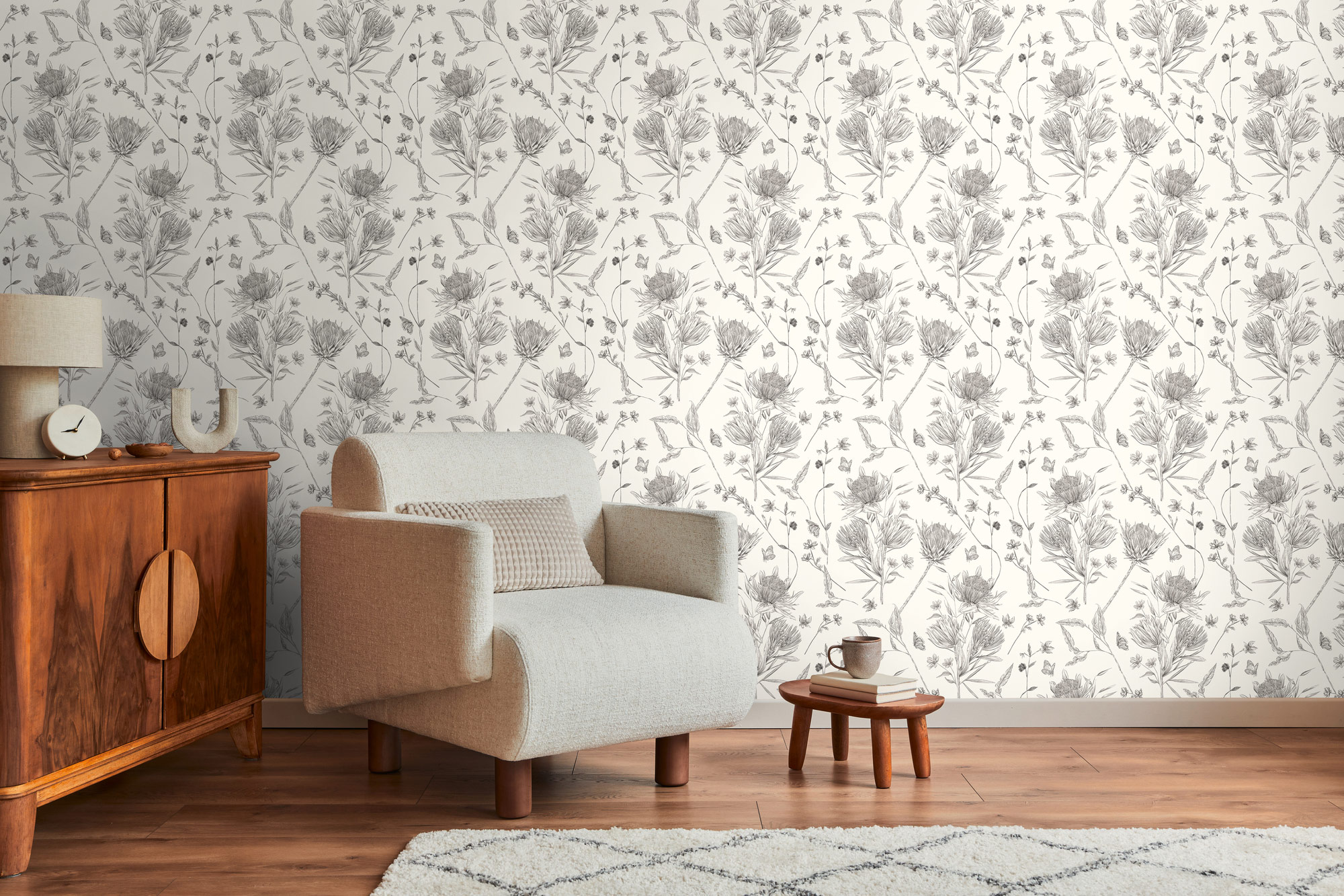 Livingwalls Vliestapete Drawn Into Nature Floral 394272