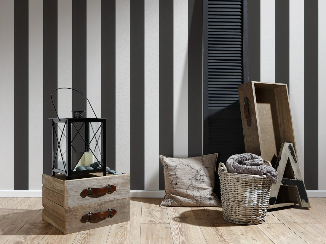 AS Vliestapete Elegance 3 Streifen Schwarz 334213