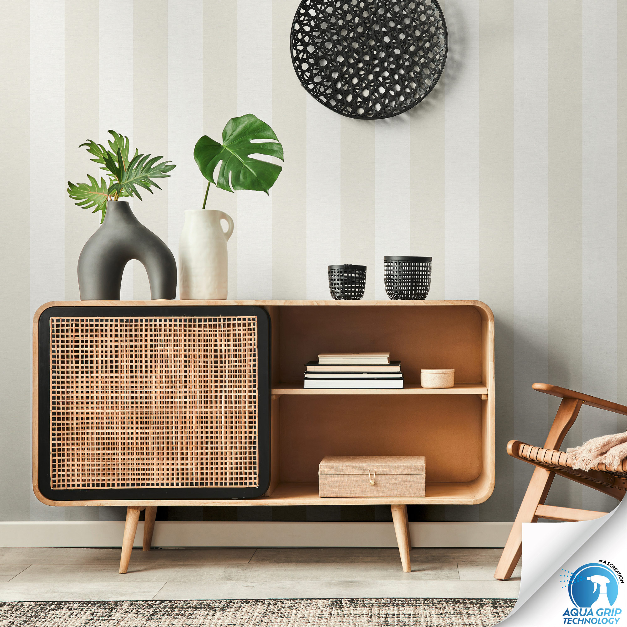 AS Vliestapete WOW Designdrop Streifentapete Beige 787217