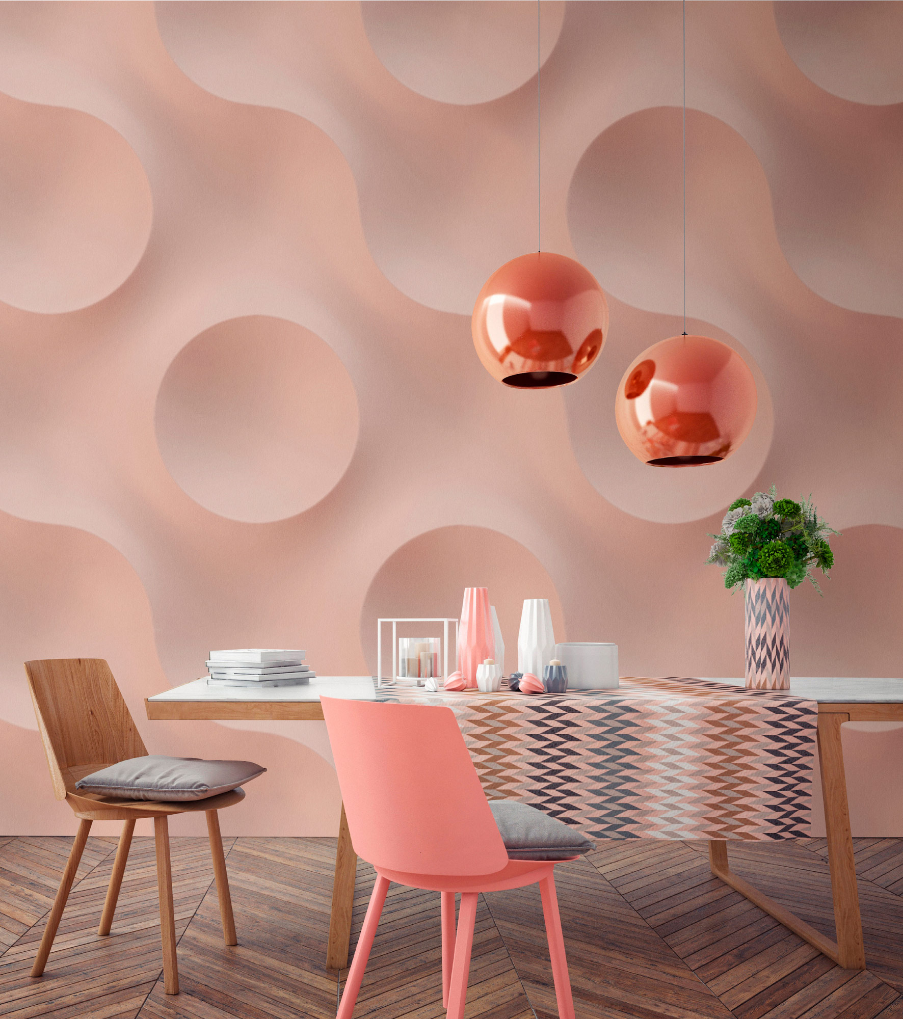 AS Fototapete Walls by Patel 5 Kreise Rosa DD135053