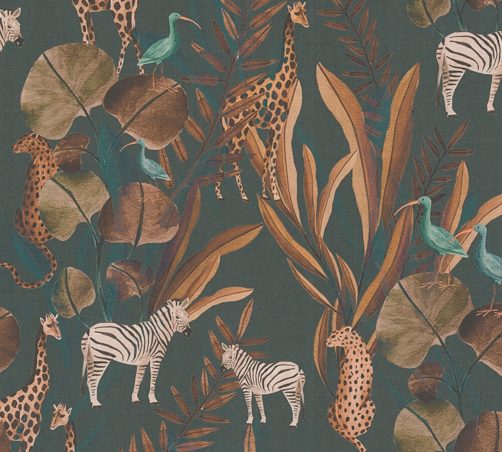 AS Vliestapete Anna d'Andrea Dschungel Petrol 782182