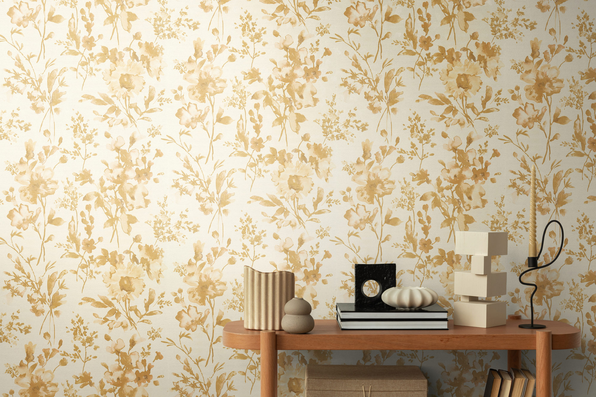 AS Vliestapete CosmoLiving Blumen Gold 790614