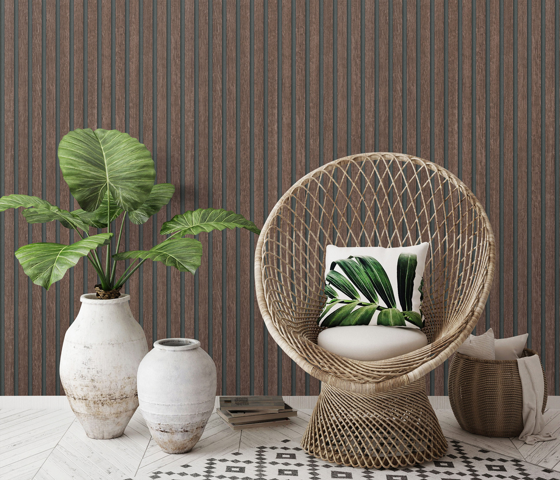 Erismann Vliestapete Holzpaneel dunkelbraun 1040033