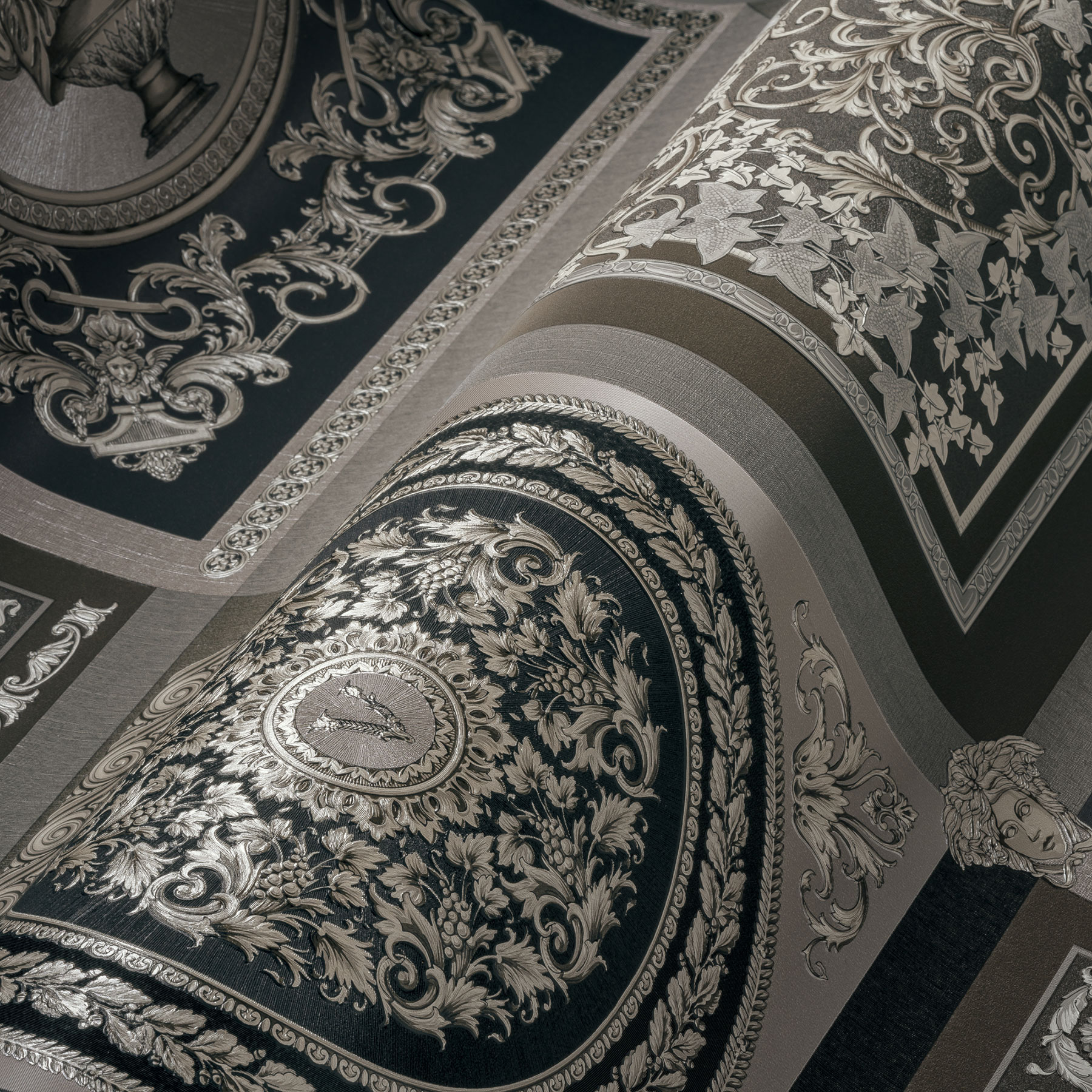 AS Vliestapete Versace 5 Barock Tapete Silber 387044