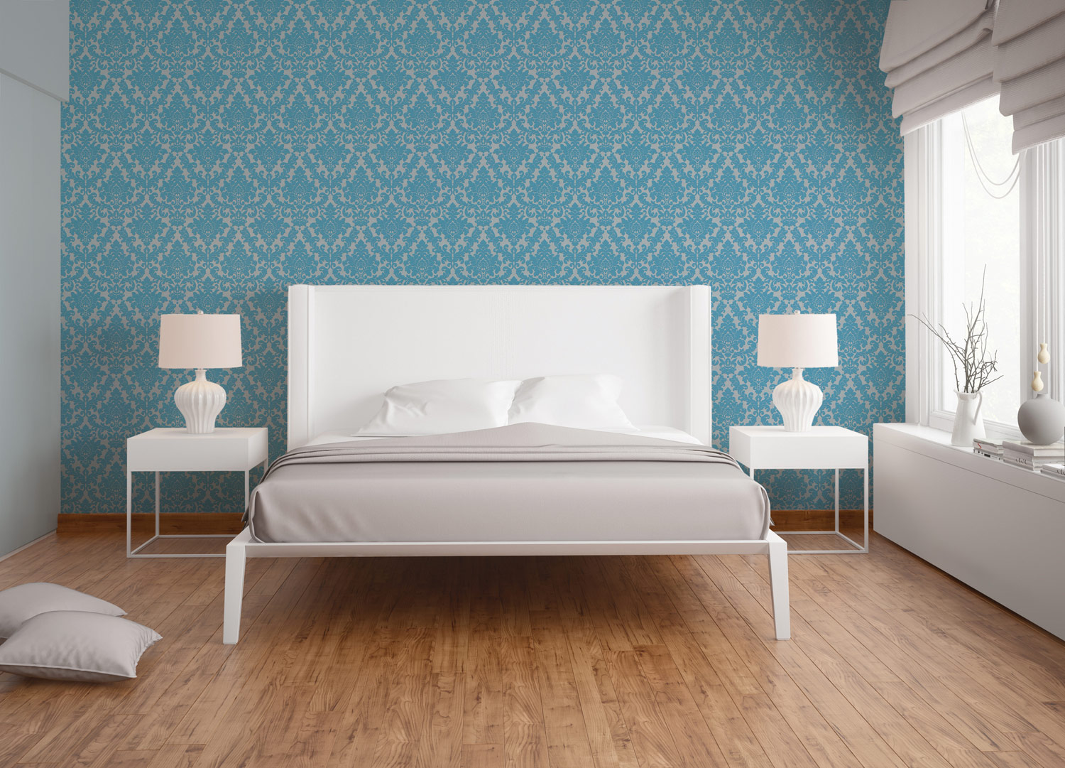 Thomas Vlies-Tapete Barock silber/blau TLT016 - 360954 Thomas Vlies-Tapete Barock silber/blau TLT016 - 360954