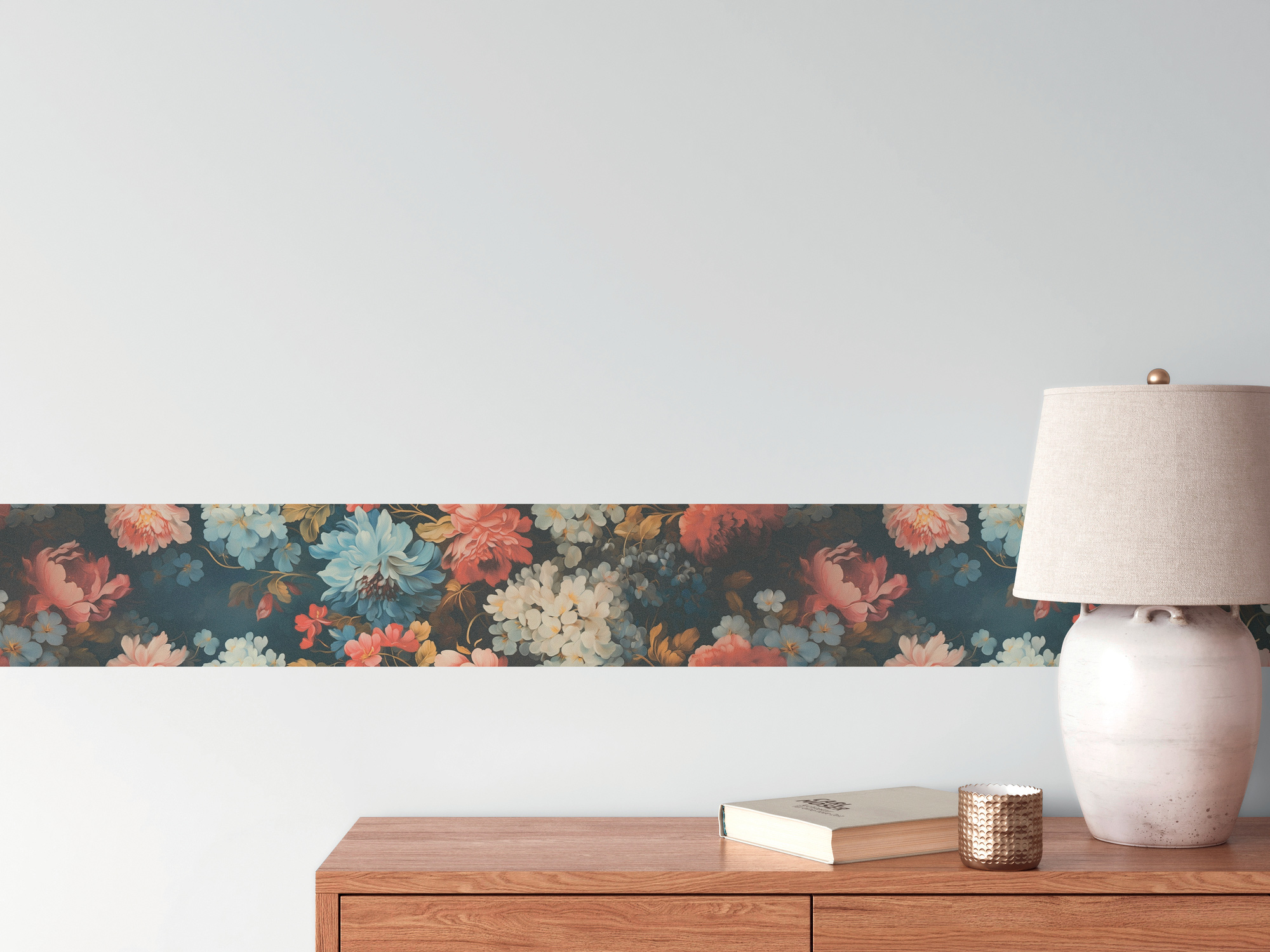 AS Borte Selbstklebende Bordüre Blumen Schwarz 787361