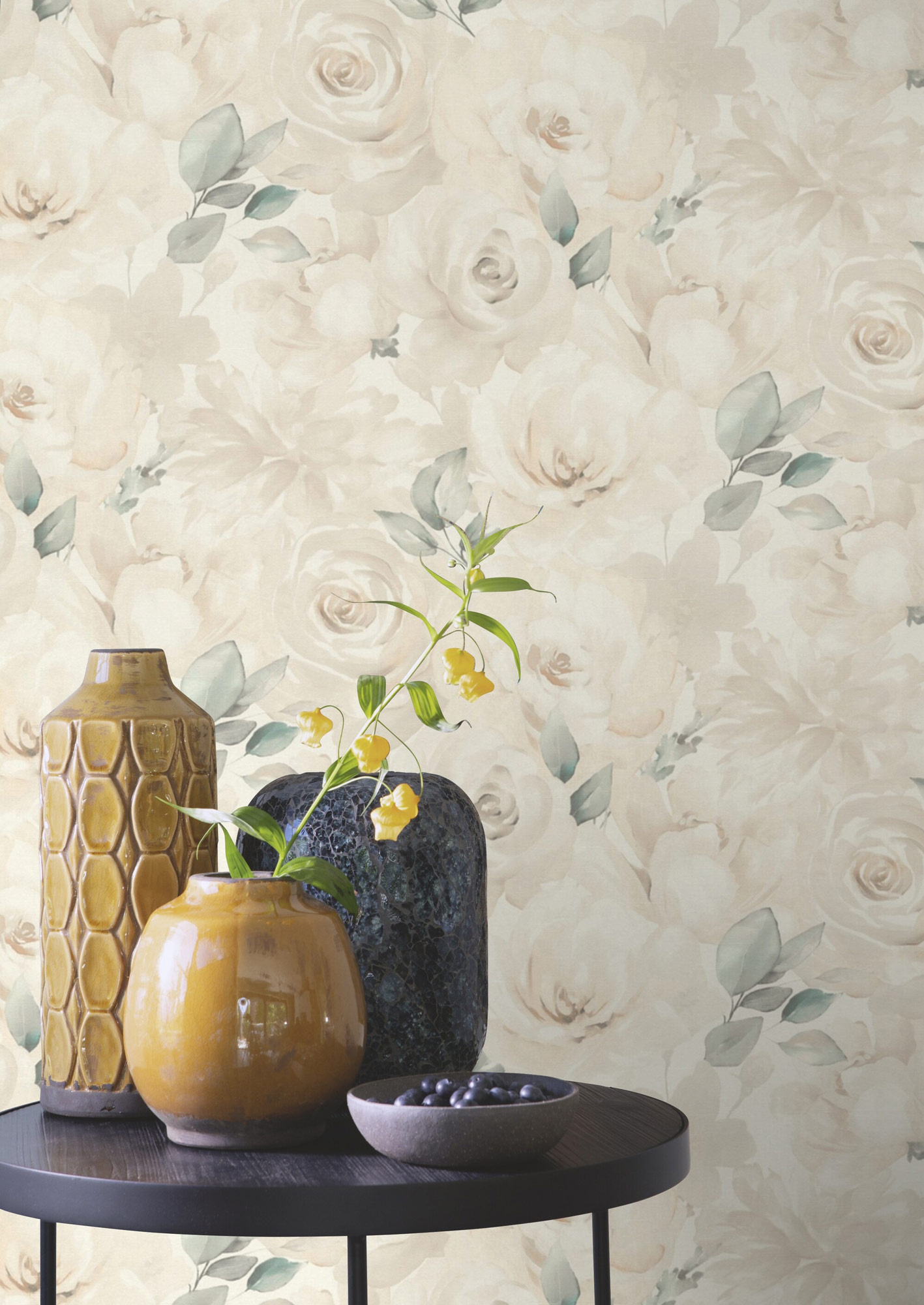 Rasch Vliestapete Peonies Beige Blumen 582321