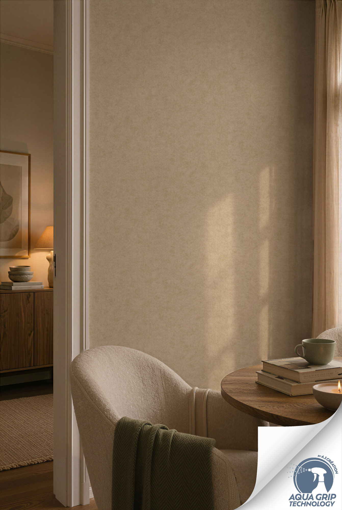 AS Vliestapete Cosiness Designdrop 2 Uni Beige 792841