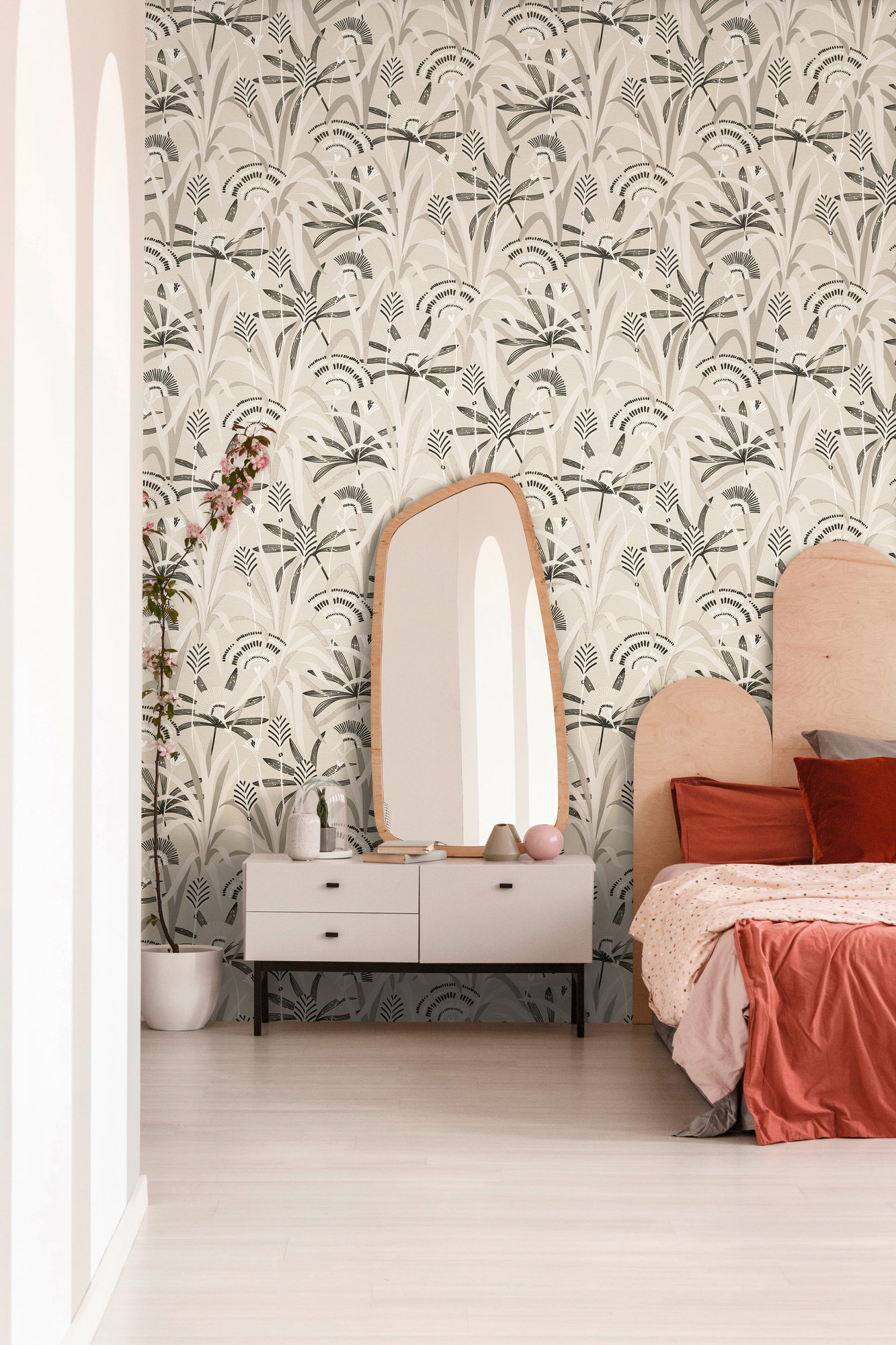 AS Vliestapete French Affair Blätter Schwarz 399361