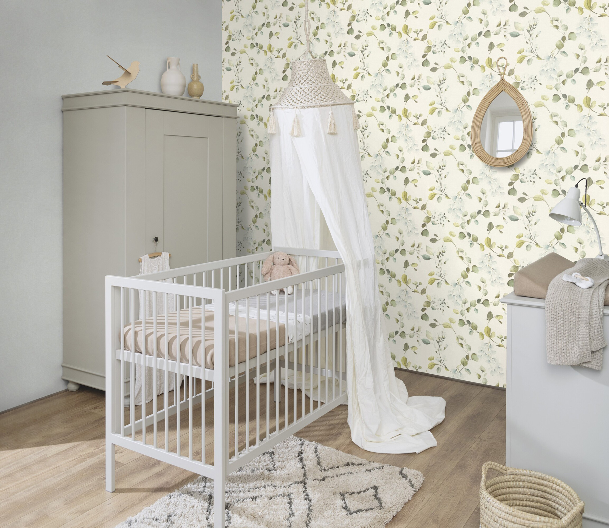 Rasch Vliestapete Peonies Blau Blätter 582222