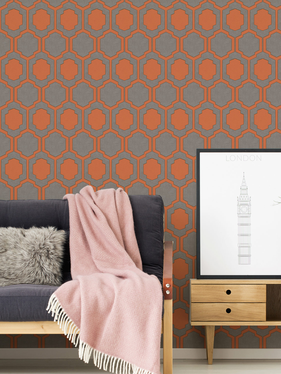 AS Création Vliestapete Pop Style grau orange 374793