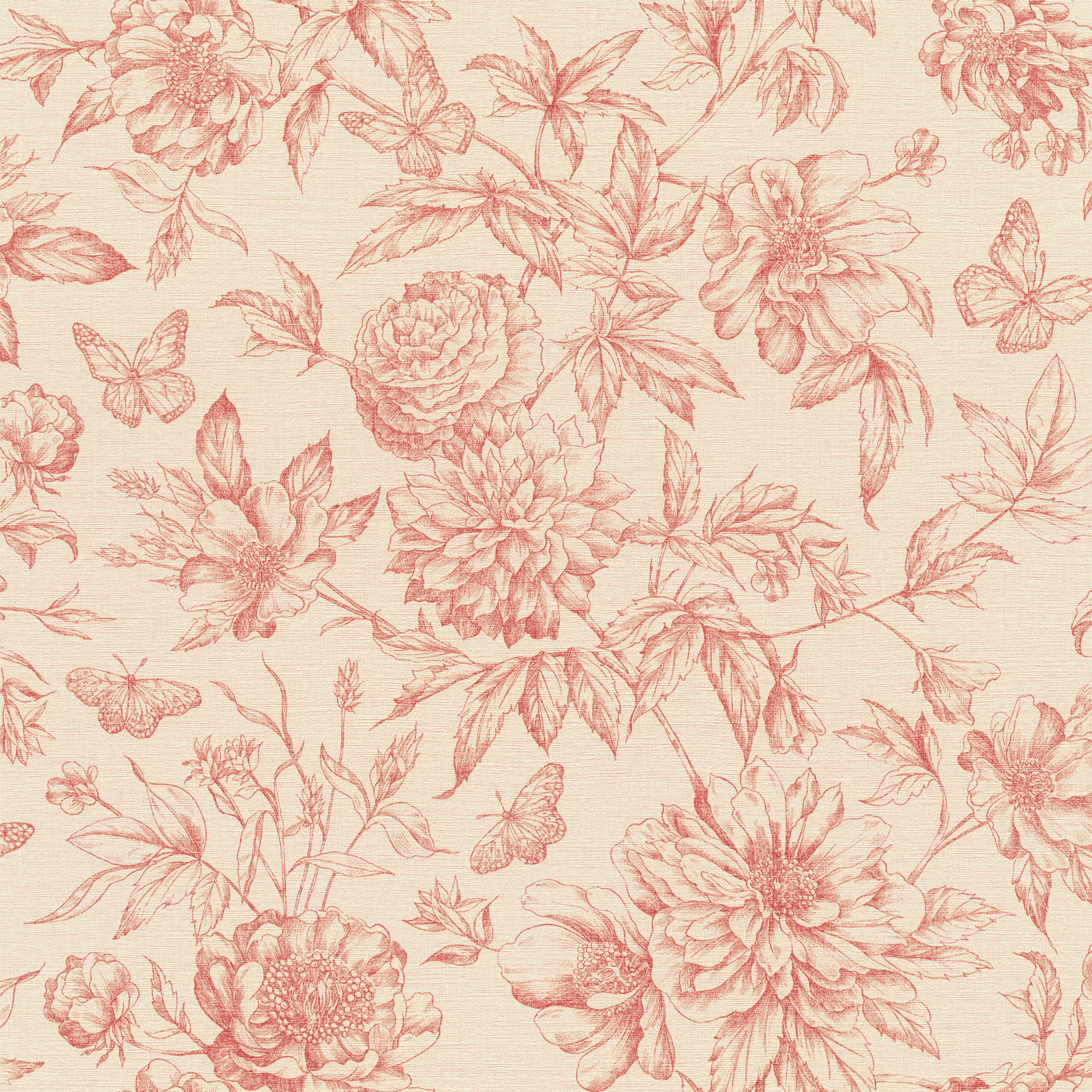 Rasch Vliestapete Peonies Rot Blumen 793949