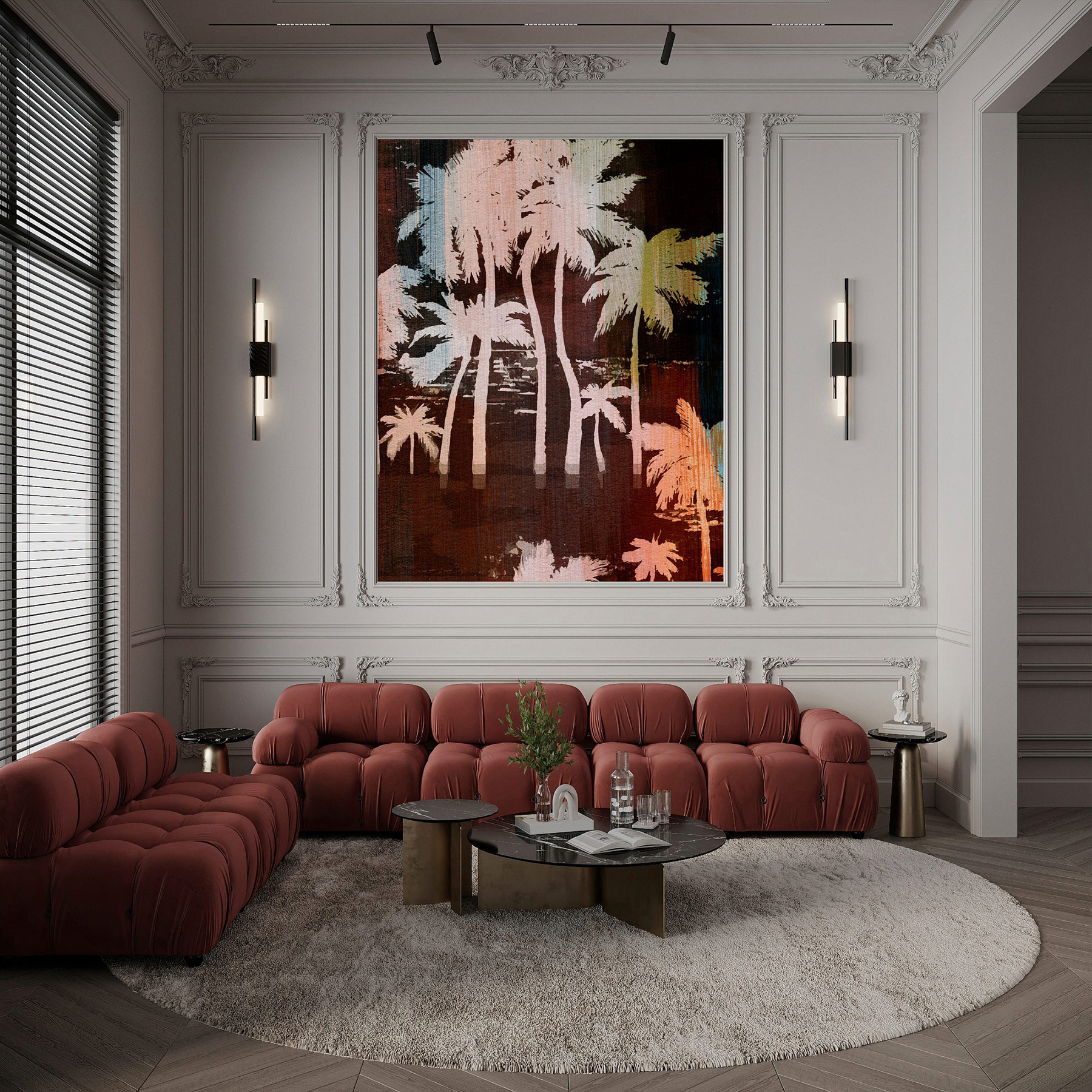 AS Fototapete Walls by Patel 5 Palmen Dunkelrot DD134933