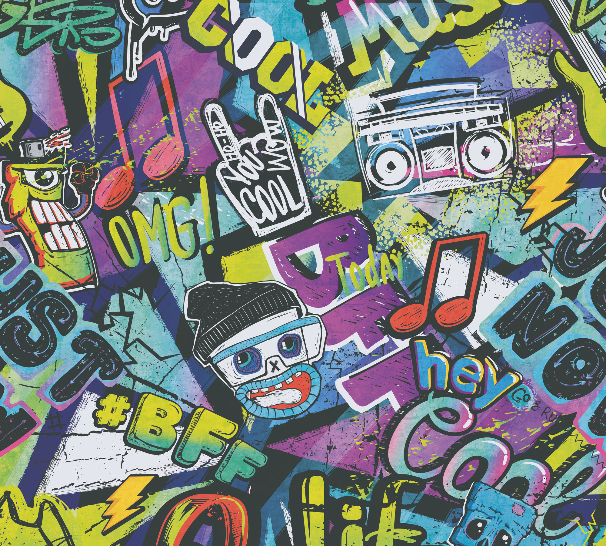 AS Vliestapete Lilly & Luis Graffiti Bunt 771421 AS Vliestapete Lilly & Luis Graffiti Bunt 771421