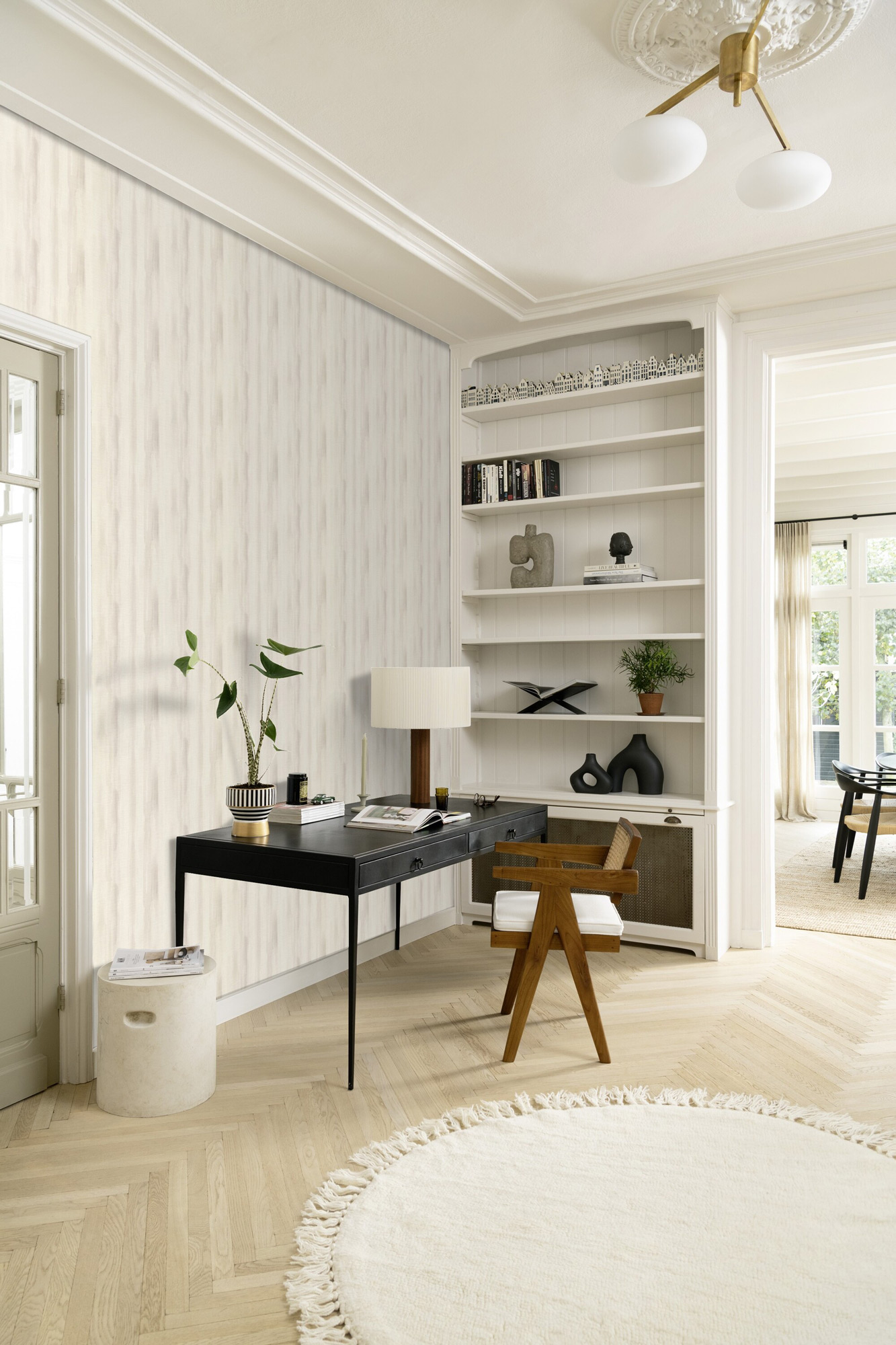 Rasch Vliestapete Peonies Grau Streifen 509359