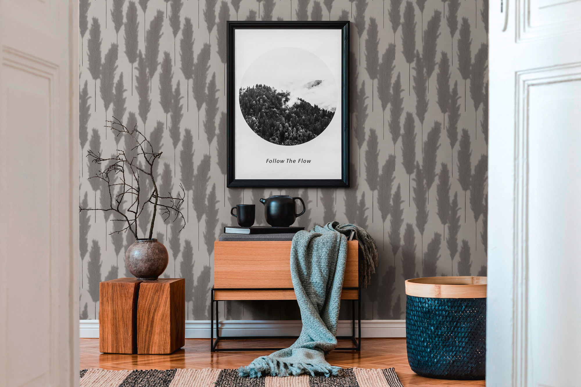 AS Vliestapete #Hygge Pampasgras Grau 386314