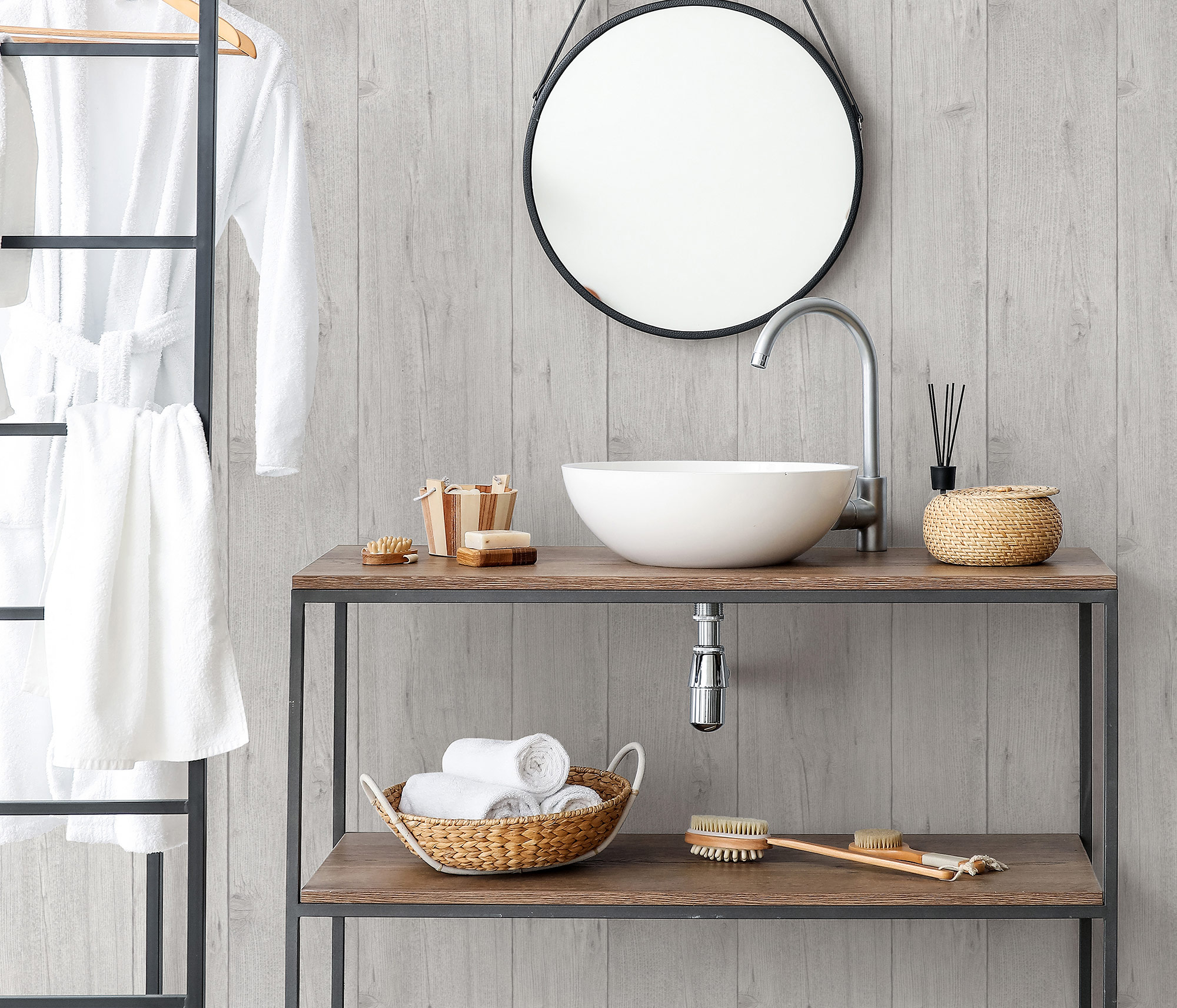 Erismann Vliestapete Imitations 2 grau Holzoptik 582031