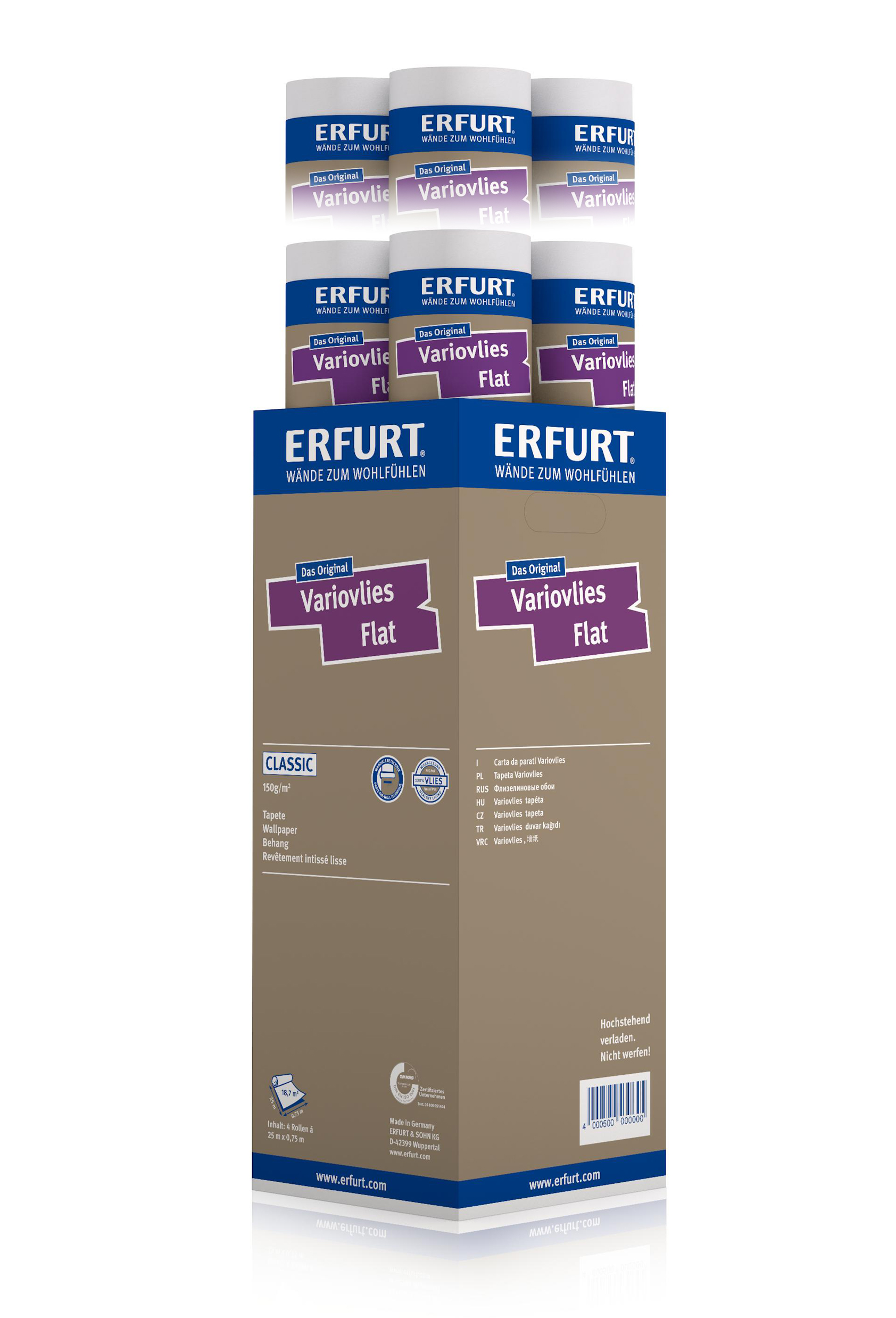 Erfurt Glattvlies Variovlies Flat Classic | Karton (6 Rollen