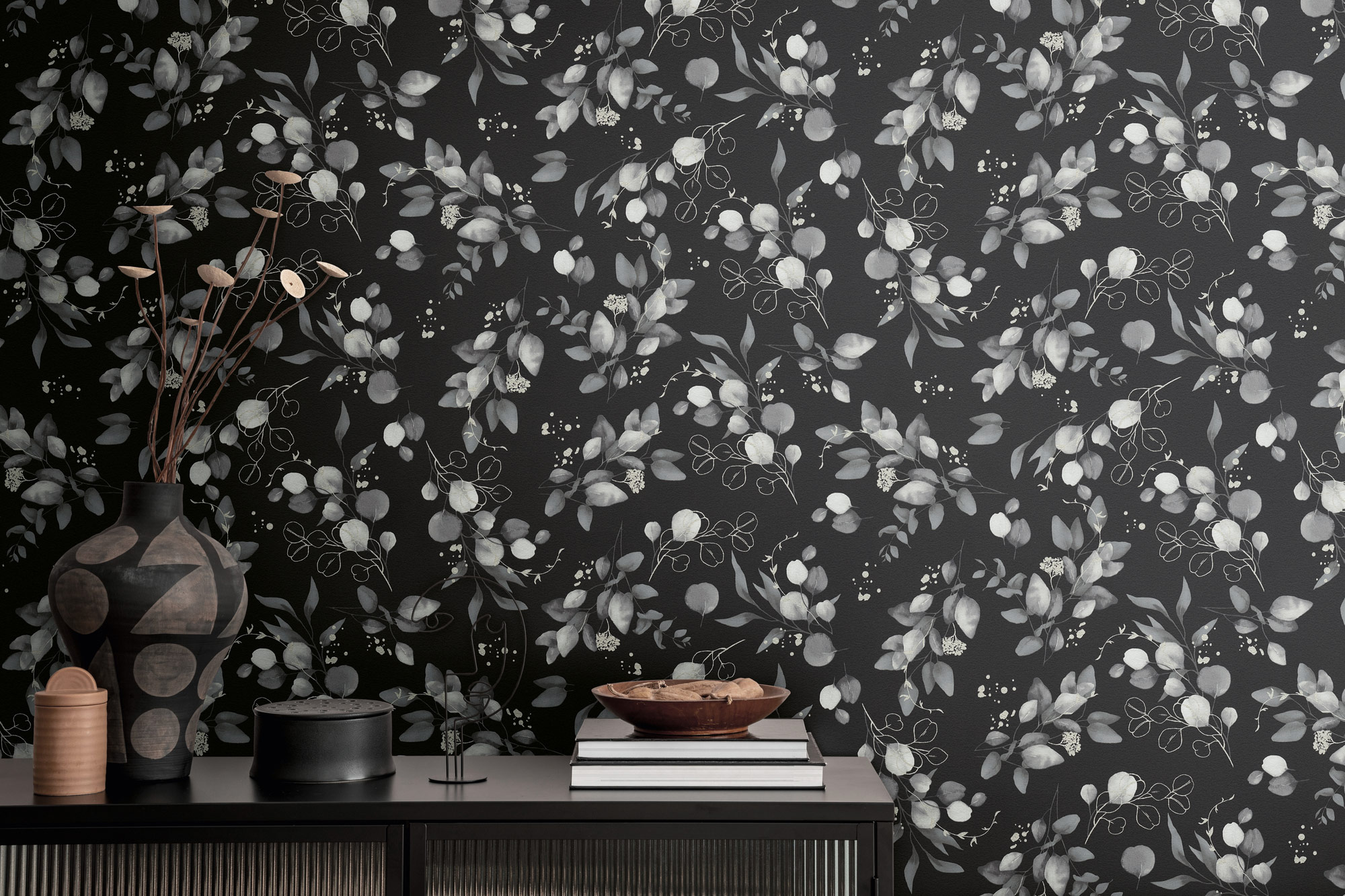 AS Vliestapete Pure Elegance Floral Schwarz 397685