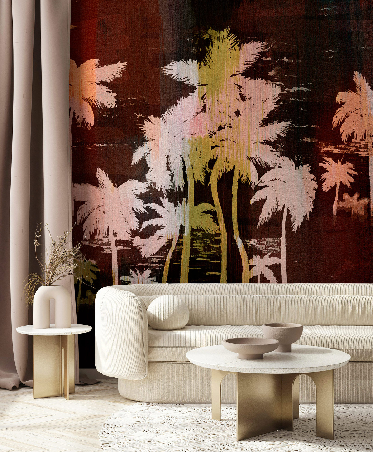 AS Fototapete Walls by Patel 5 Palmen Dunkelrot DD134933