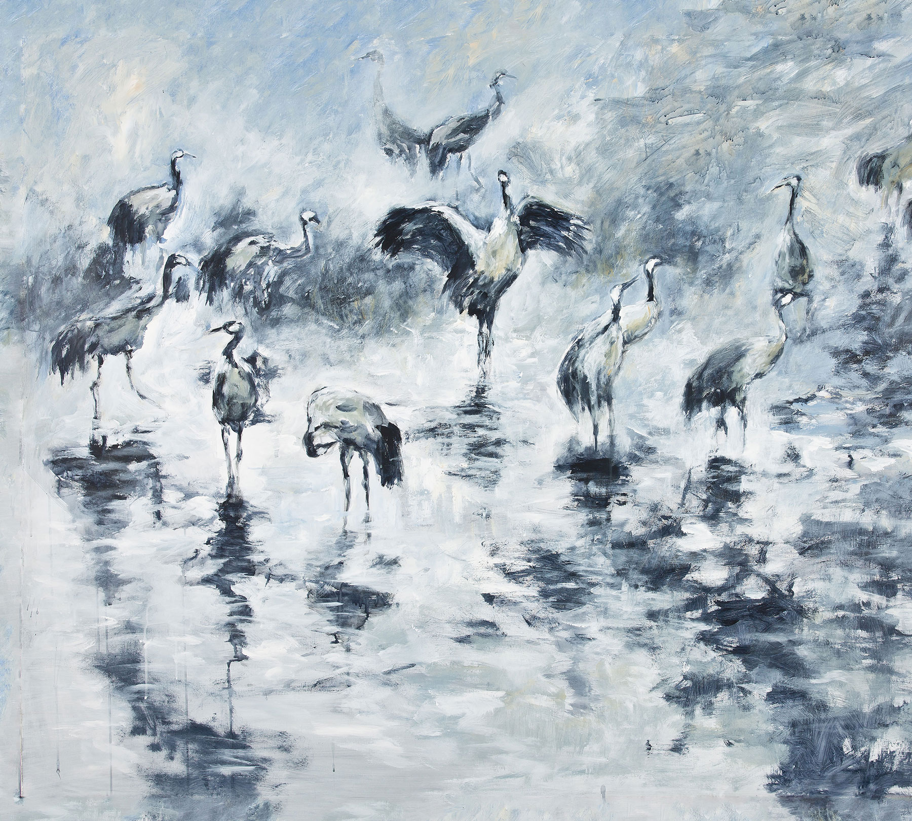 Erismann Fototapete GMK Art Edition Kraniche blau 222915