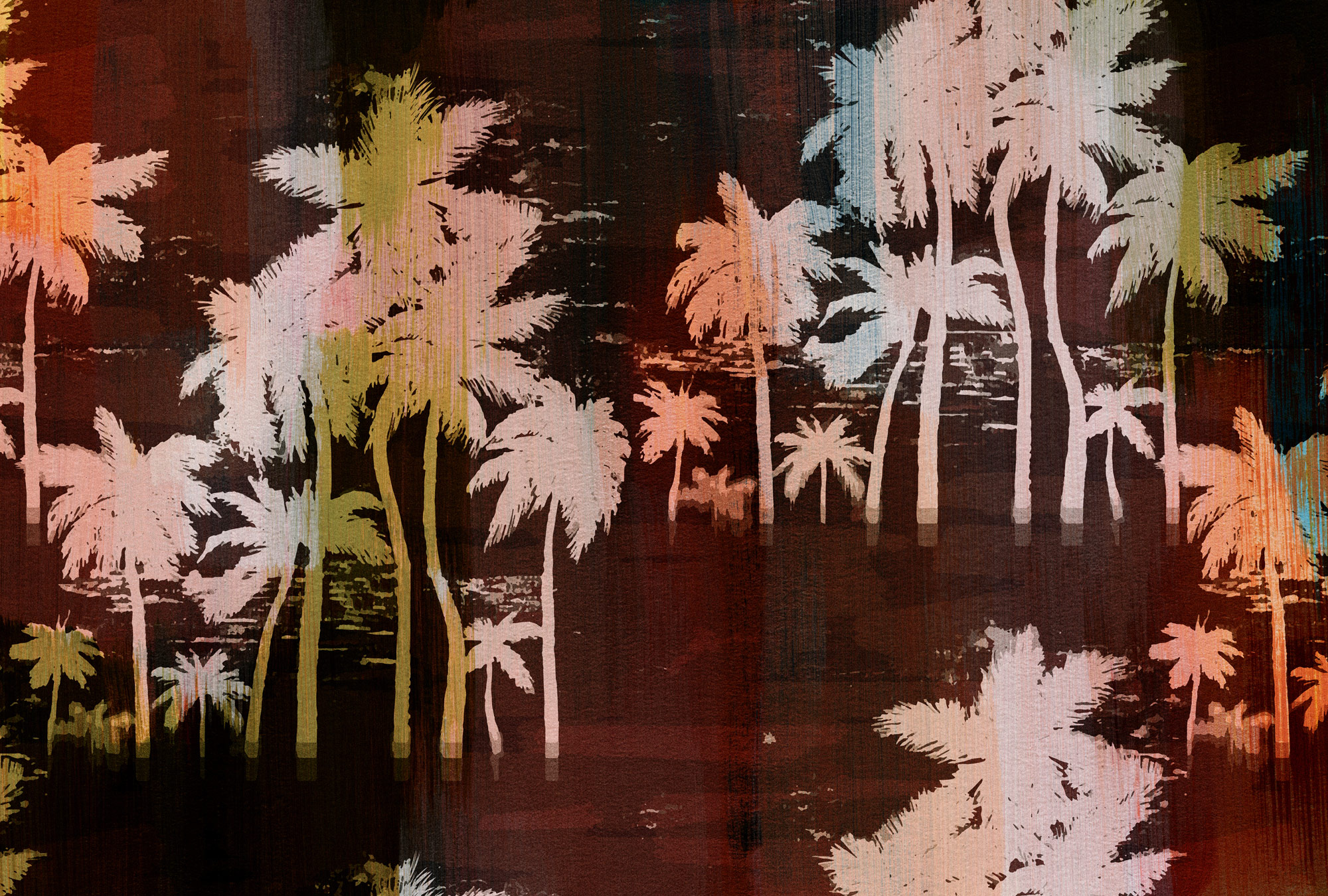 AS Fototapete Walls by Patel 5 Palmen Dunkelrot DD134933