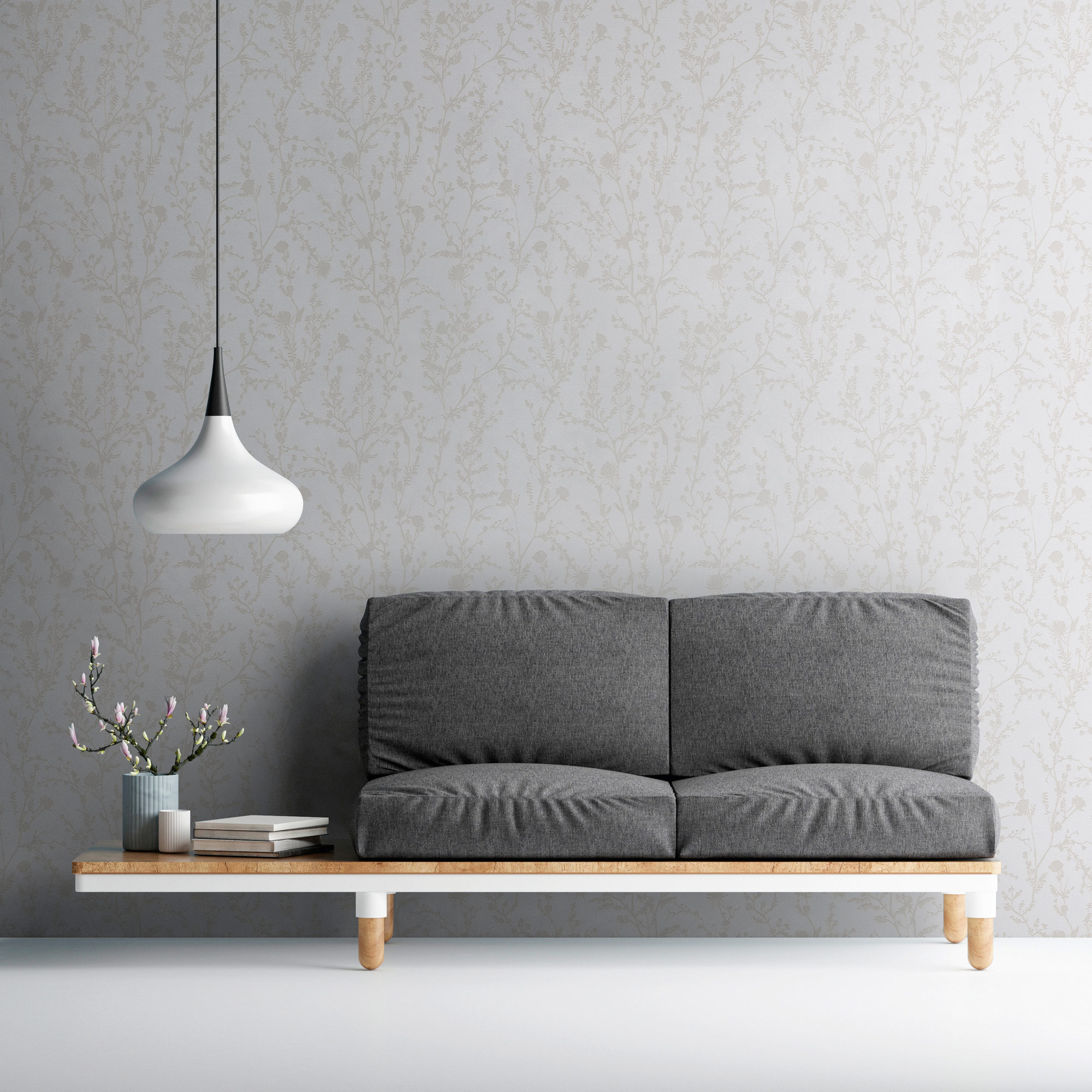 AS Vliestapete Casual Living Hellgrau Floral 395462