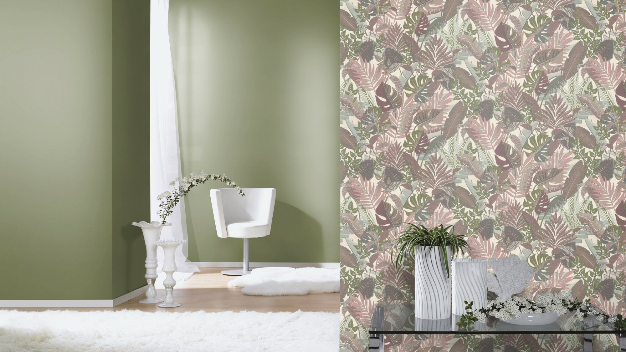 Rasch Vliestapete Tropical House Dschungel grau 687859