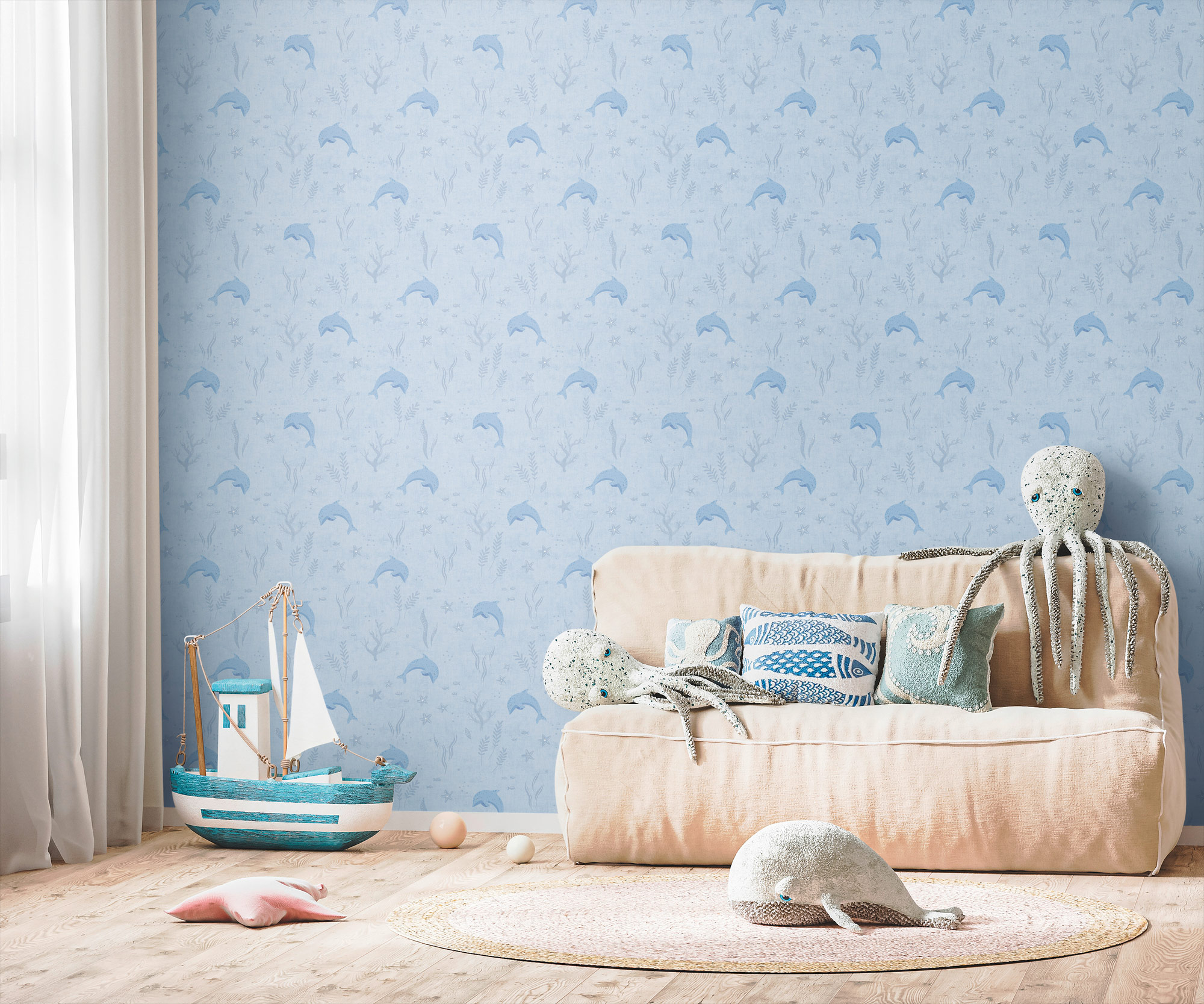 AS Vliestapete Lilly & Luis Fische Blau 771321