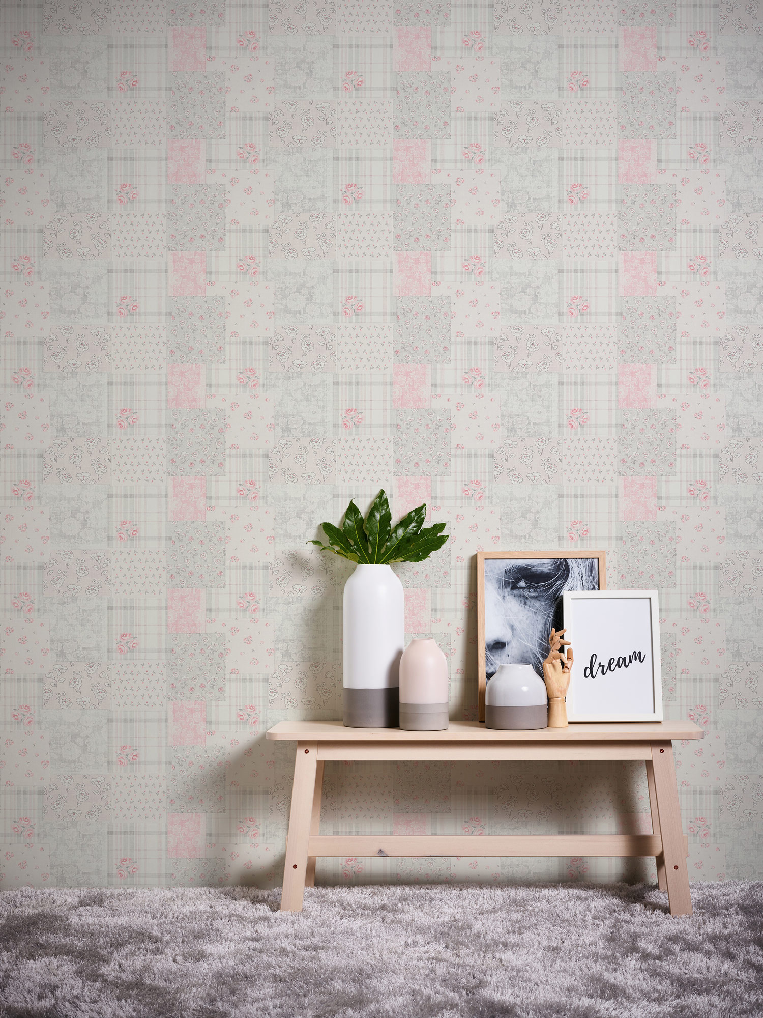 AS Vliestapete Maison Charme Blümchen grau 390663