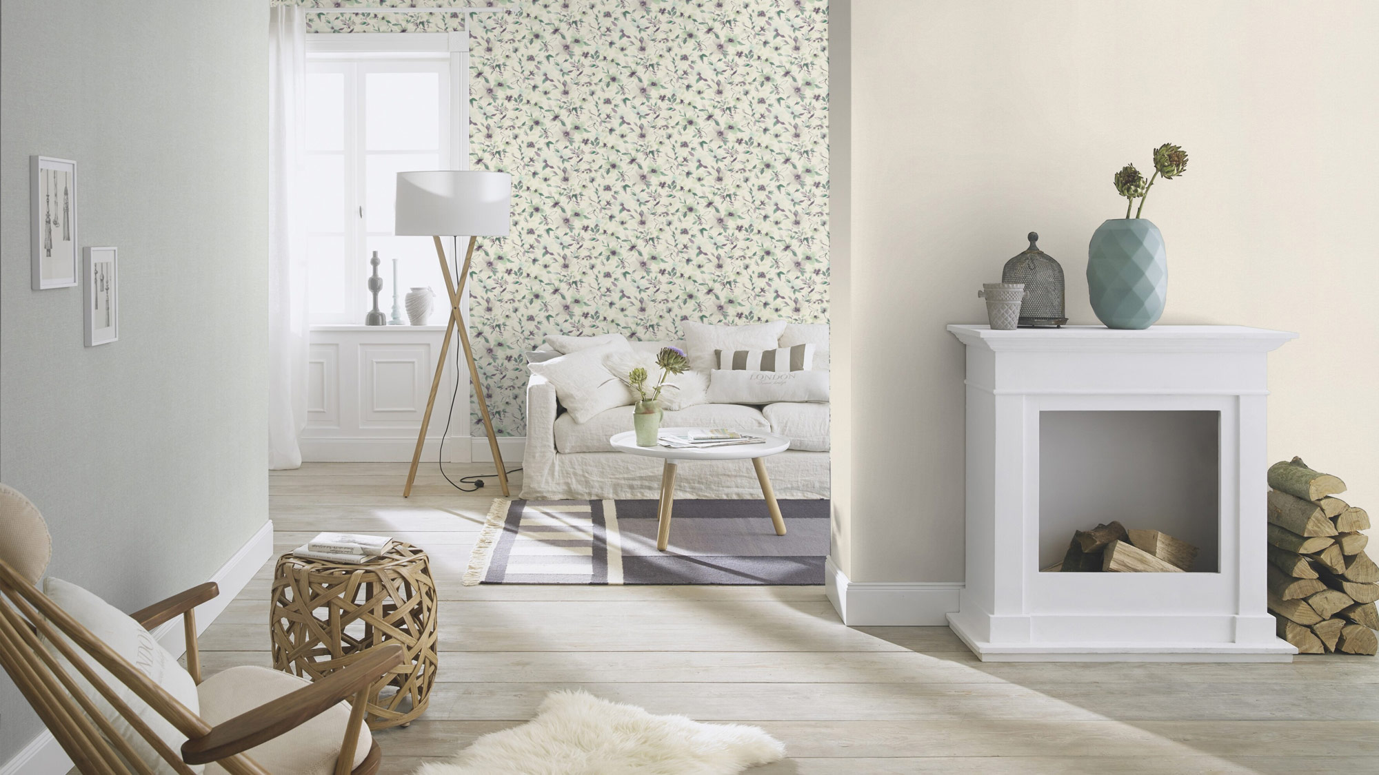 Rasch Vliestapete Country Charme Grün-Blassgrün 448603