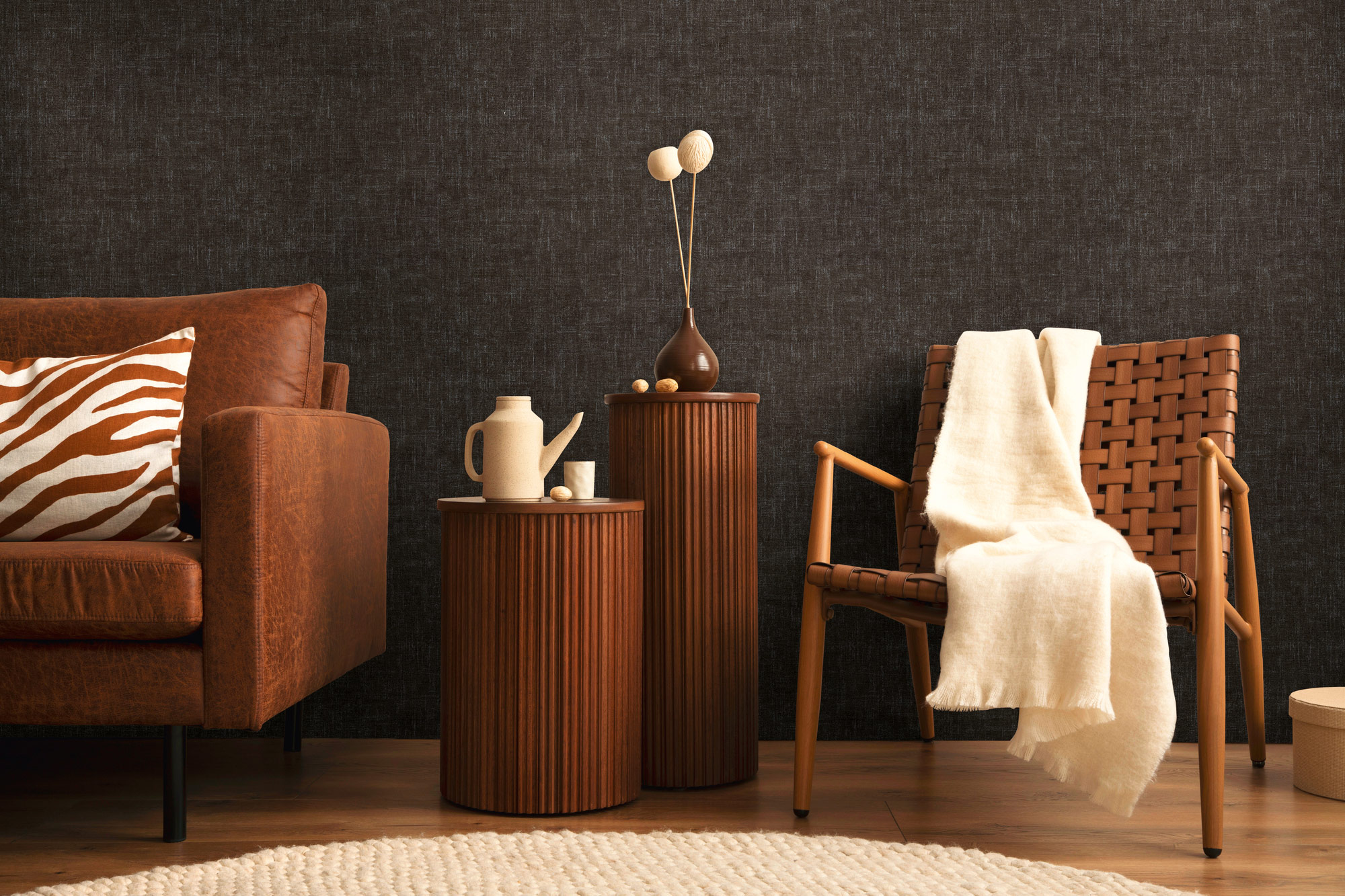 AS Vliestapete CosmoLiving Uni Schwarz 791105