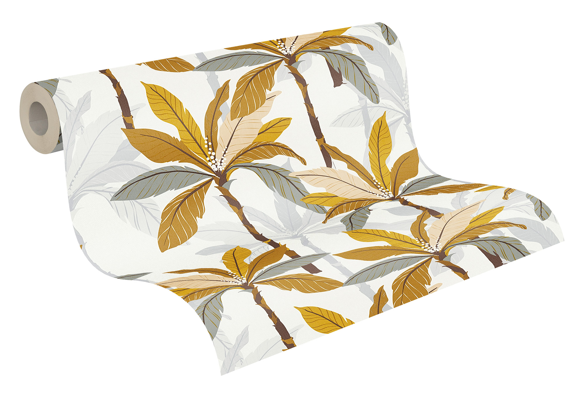 AS Création Vliestapete Geo Nordic Blätter weiss 375302