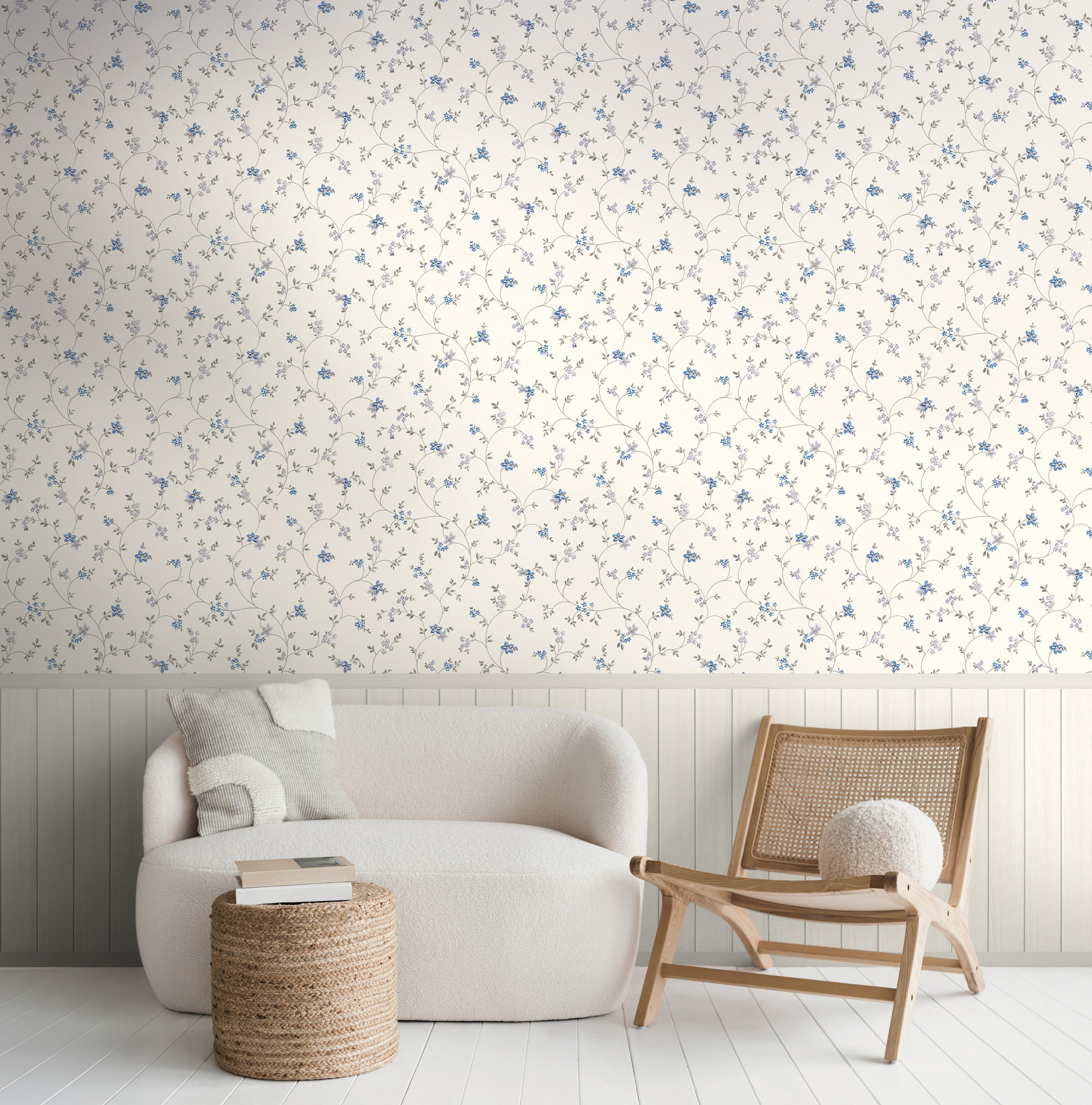 AS Vliestapete Wallpanel creme Blümchen 398052